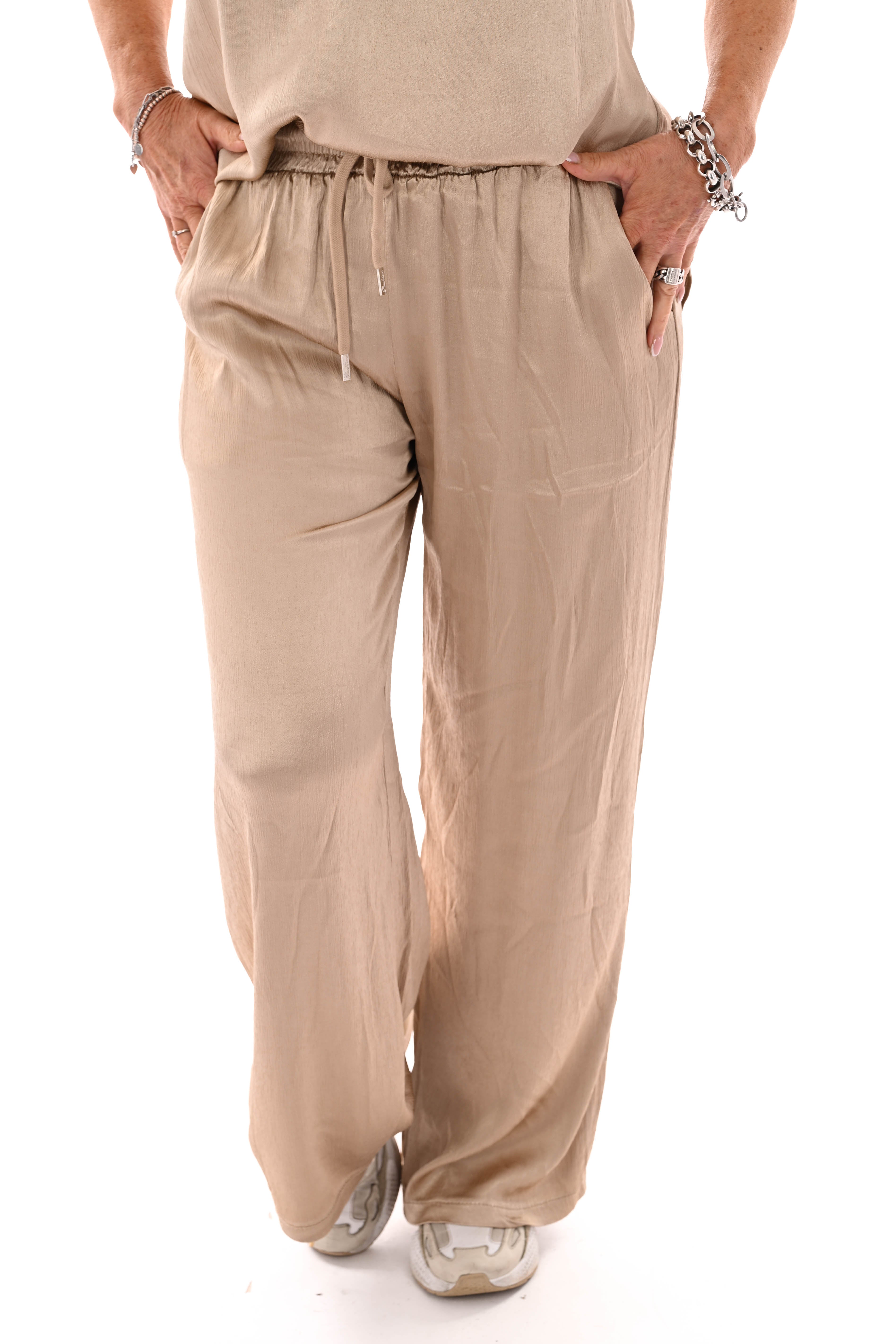 Silky wijde broek goud