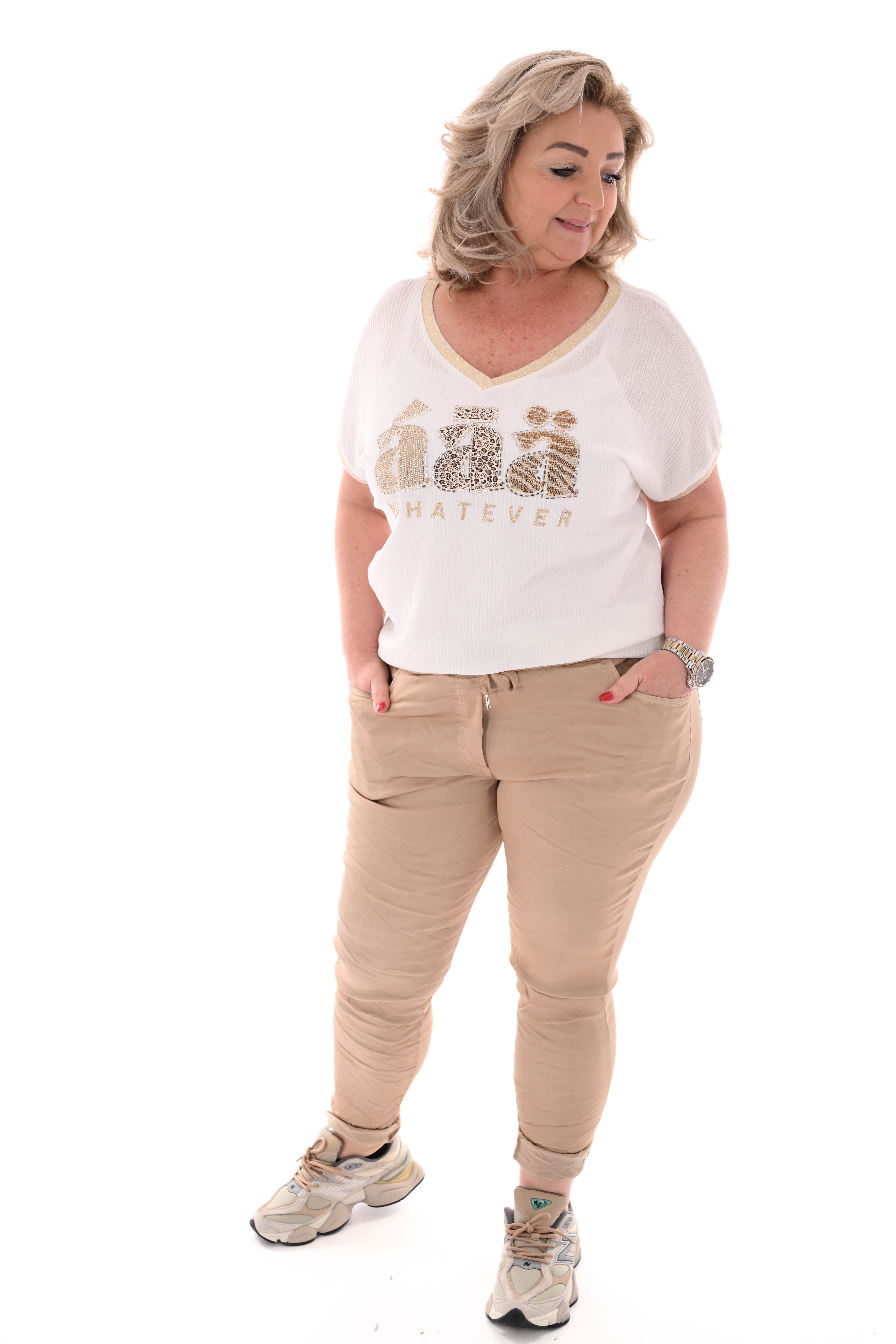 Silky stretchbroek uni goud