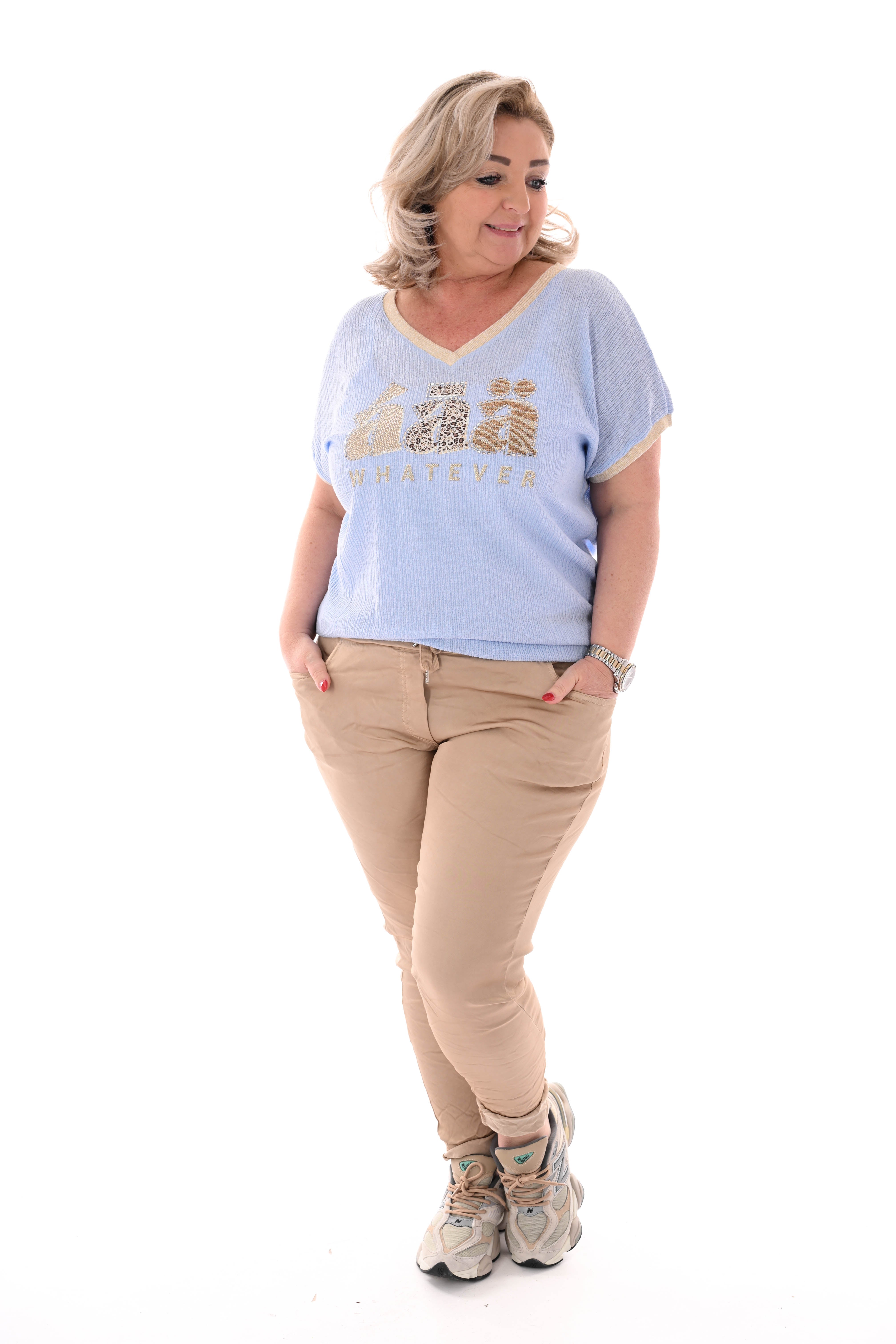 T-shirt v-hals A lichtblauw