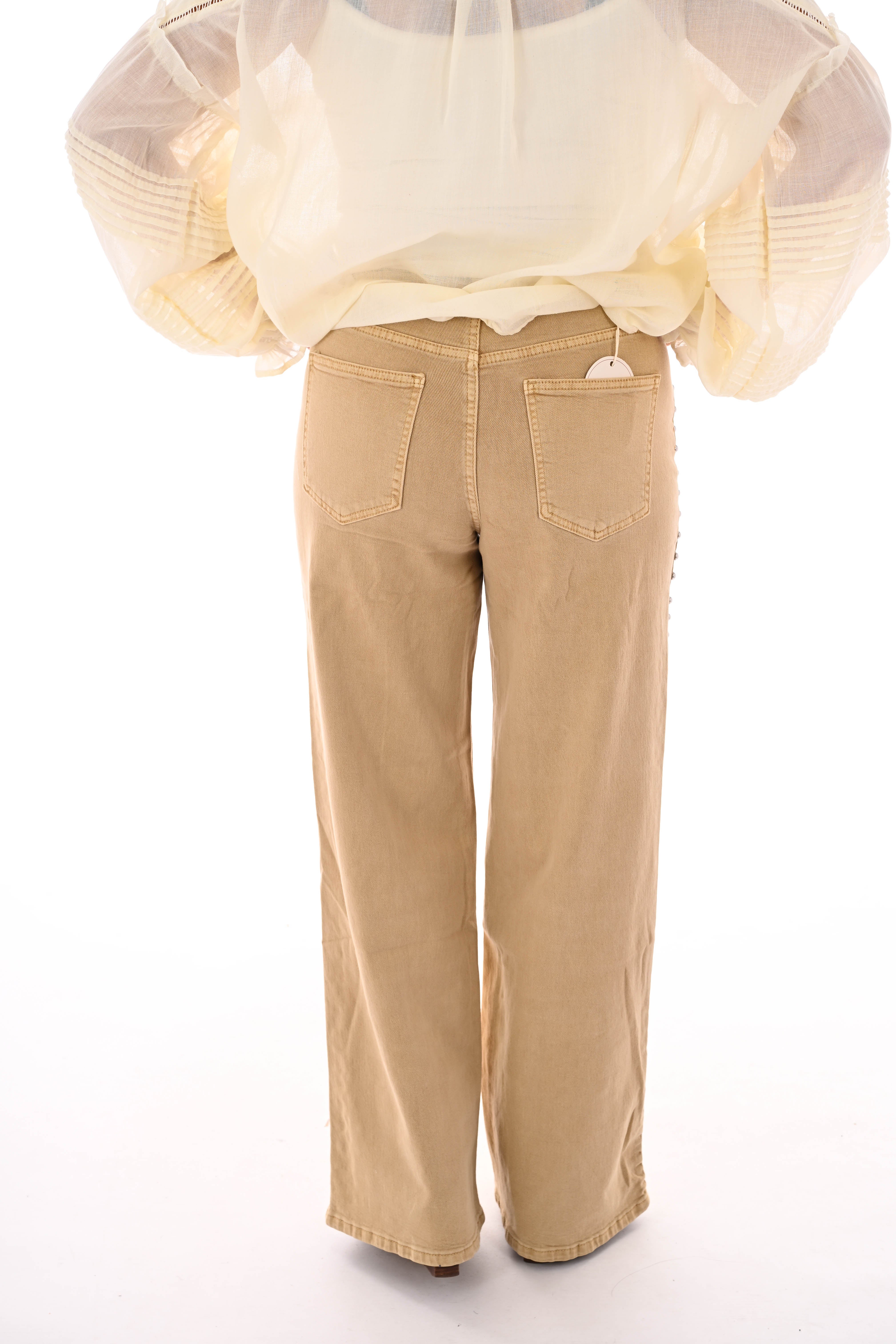 Redial wide leg jeans studs camel