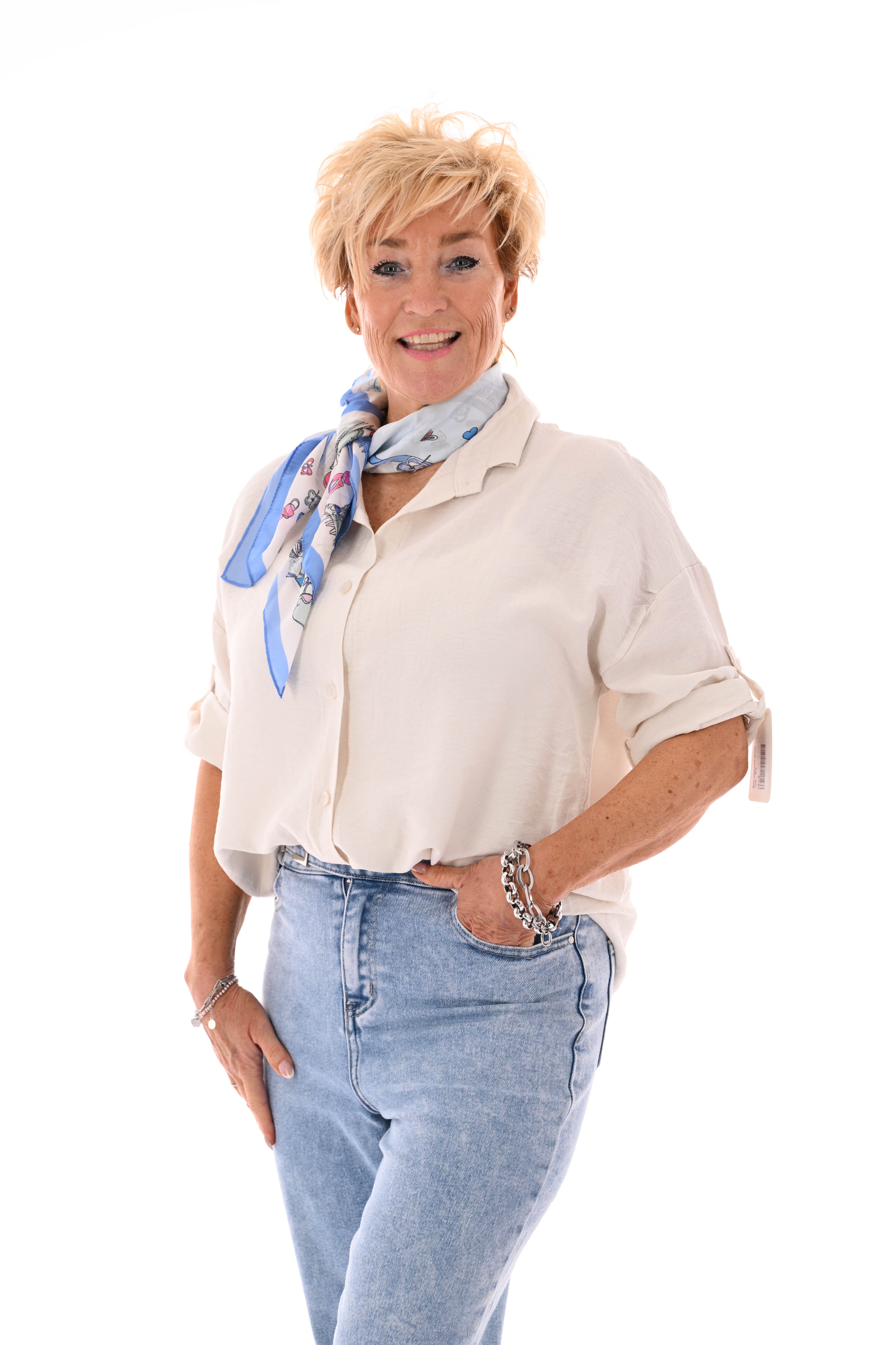 Blouse ophaalmouwen rug detail creme