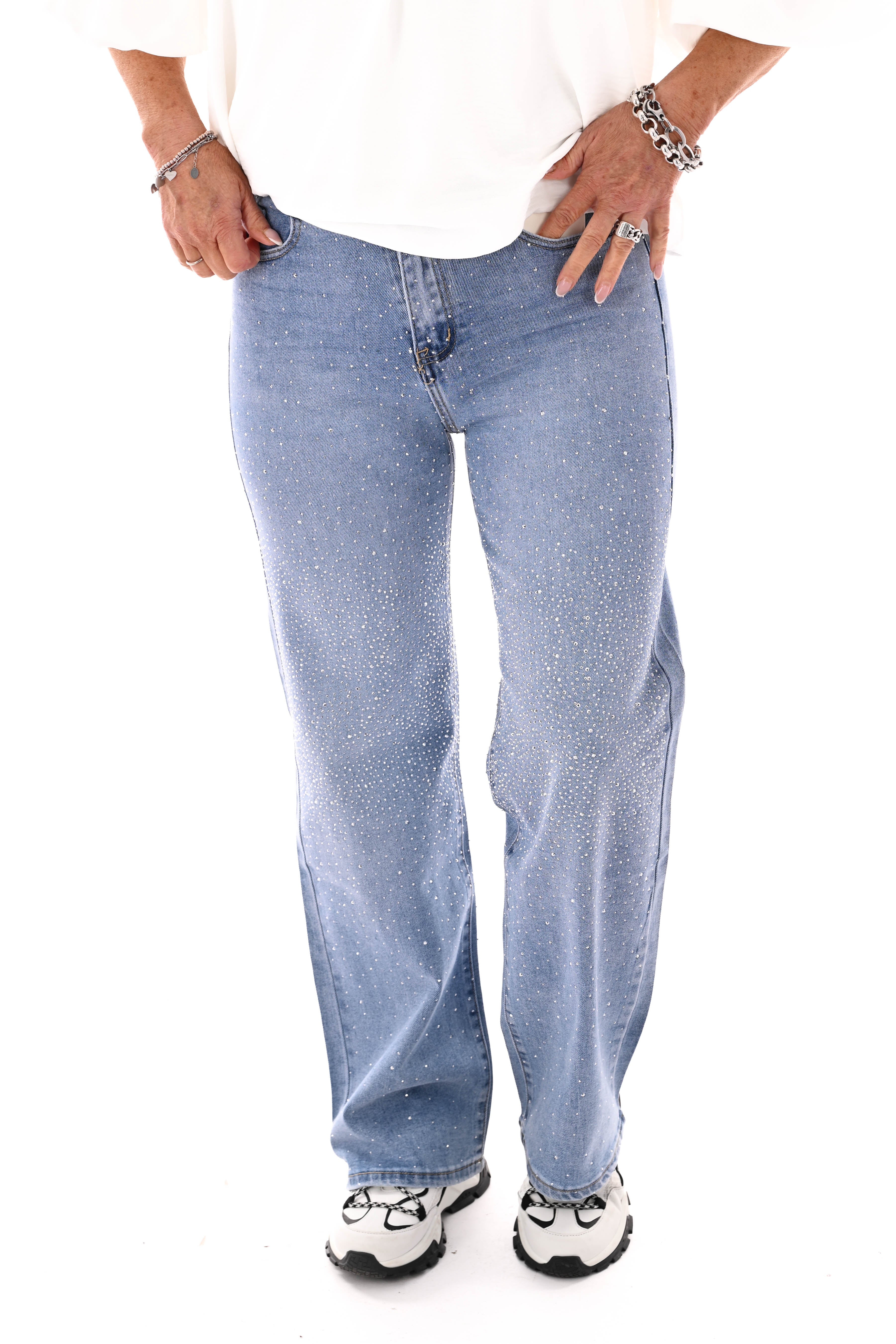 Redberry wideleg strass lichtblauw