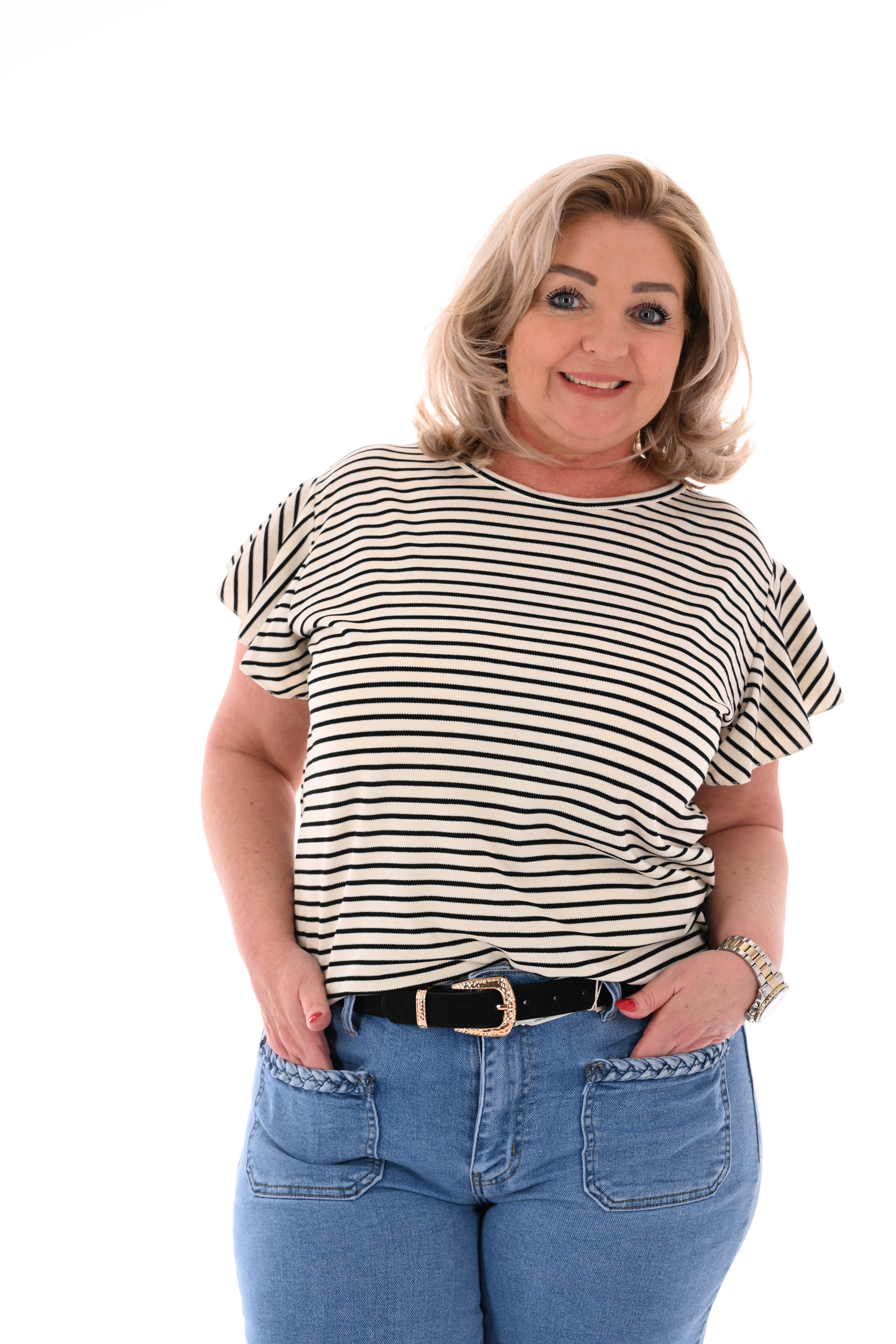 Riem suedelook met studs zwart