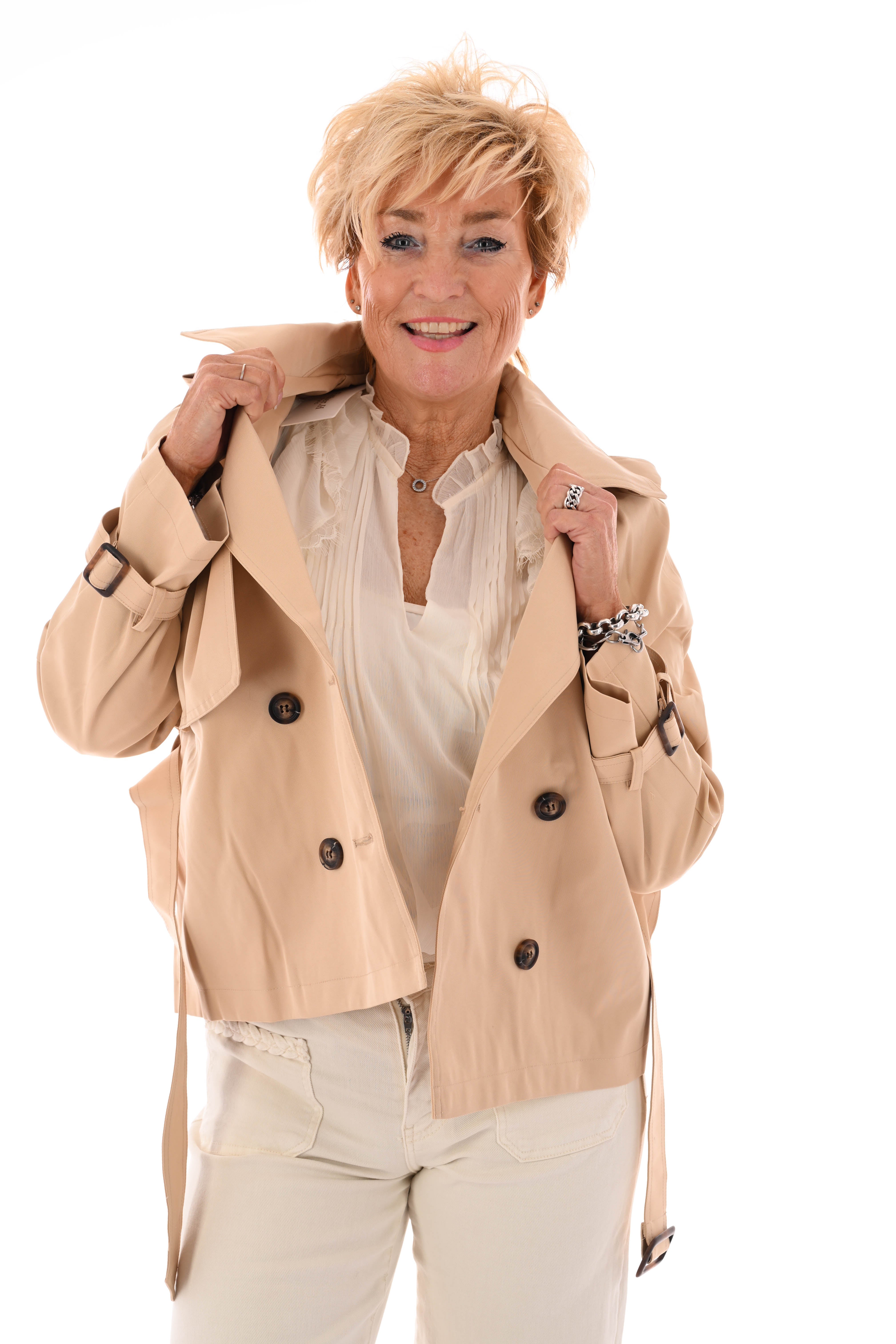Korte trenchcoat beige
