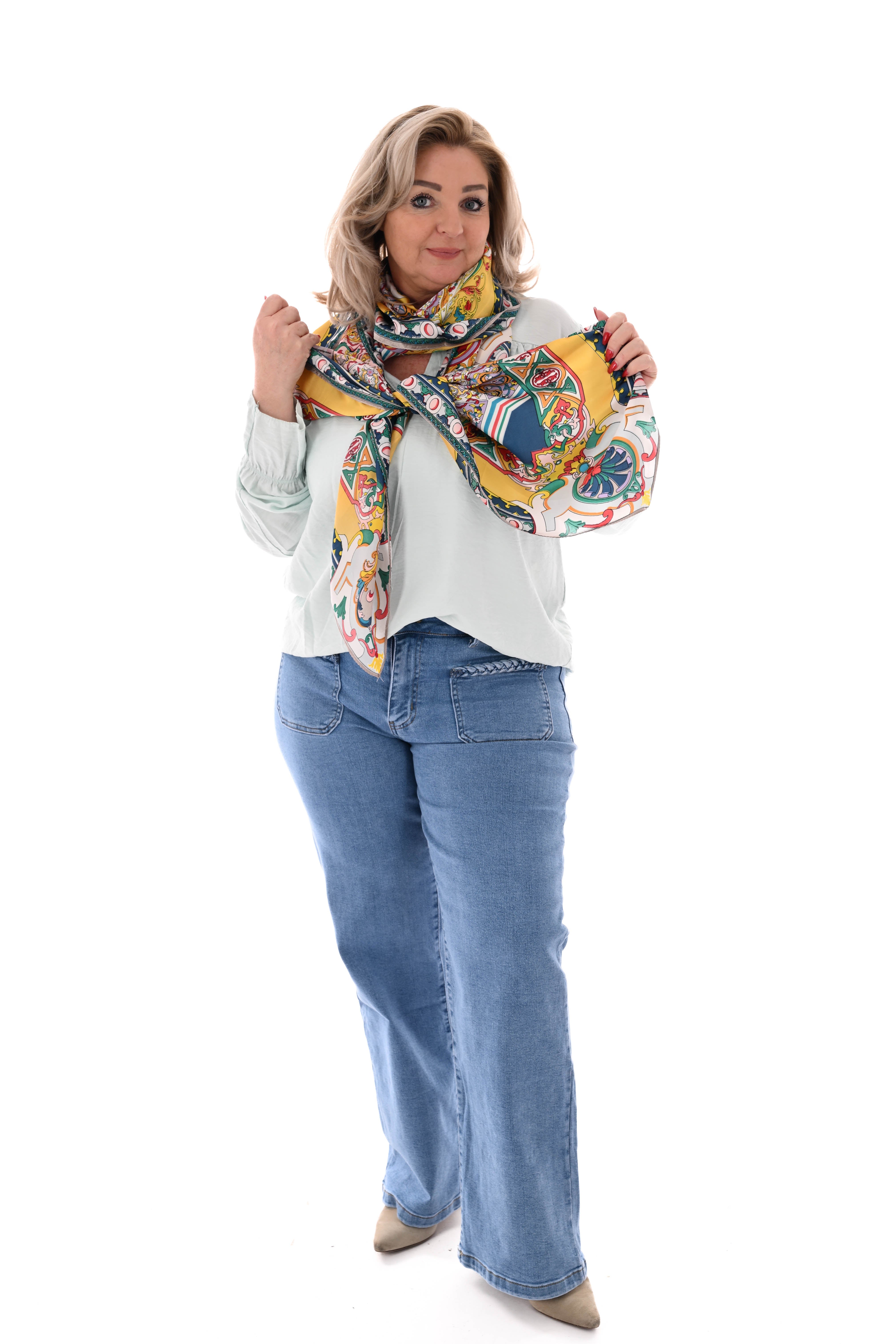 Sjaal mix flowers geel