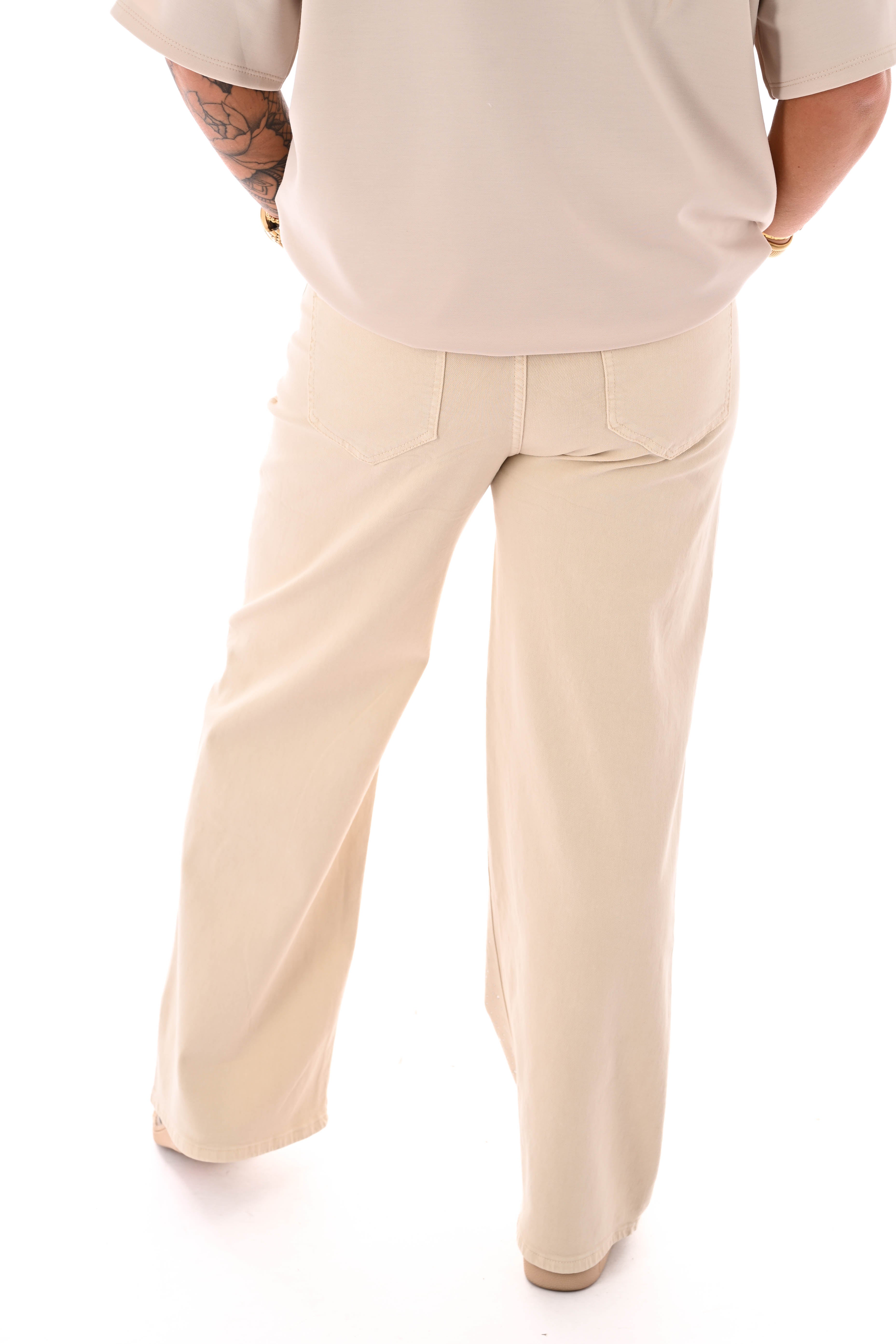 Hello Miss wide leg strass beige