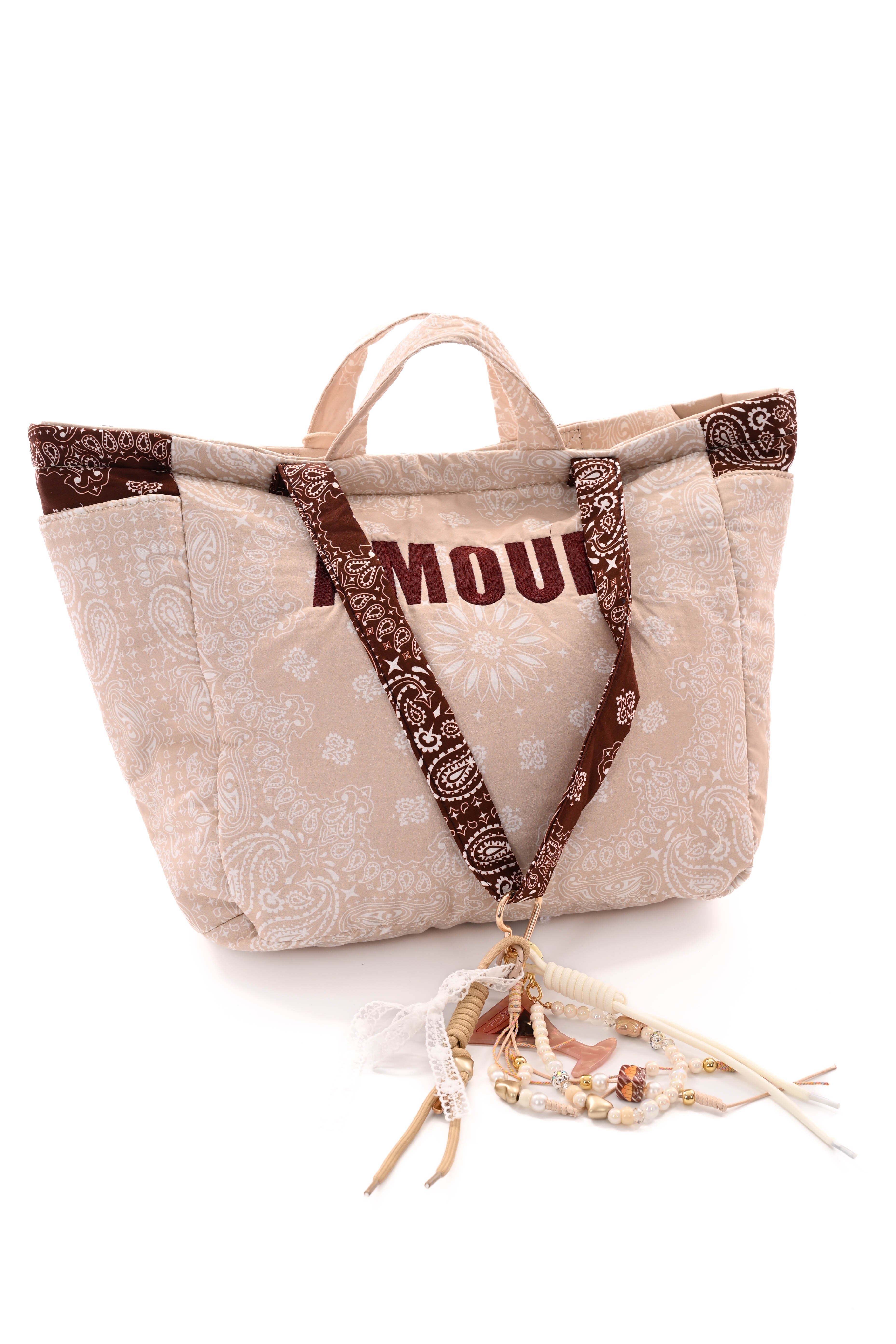 Grote tas paisley Amour en sleutelhanger bruin