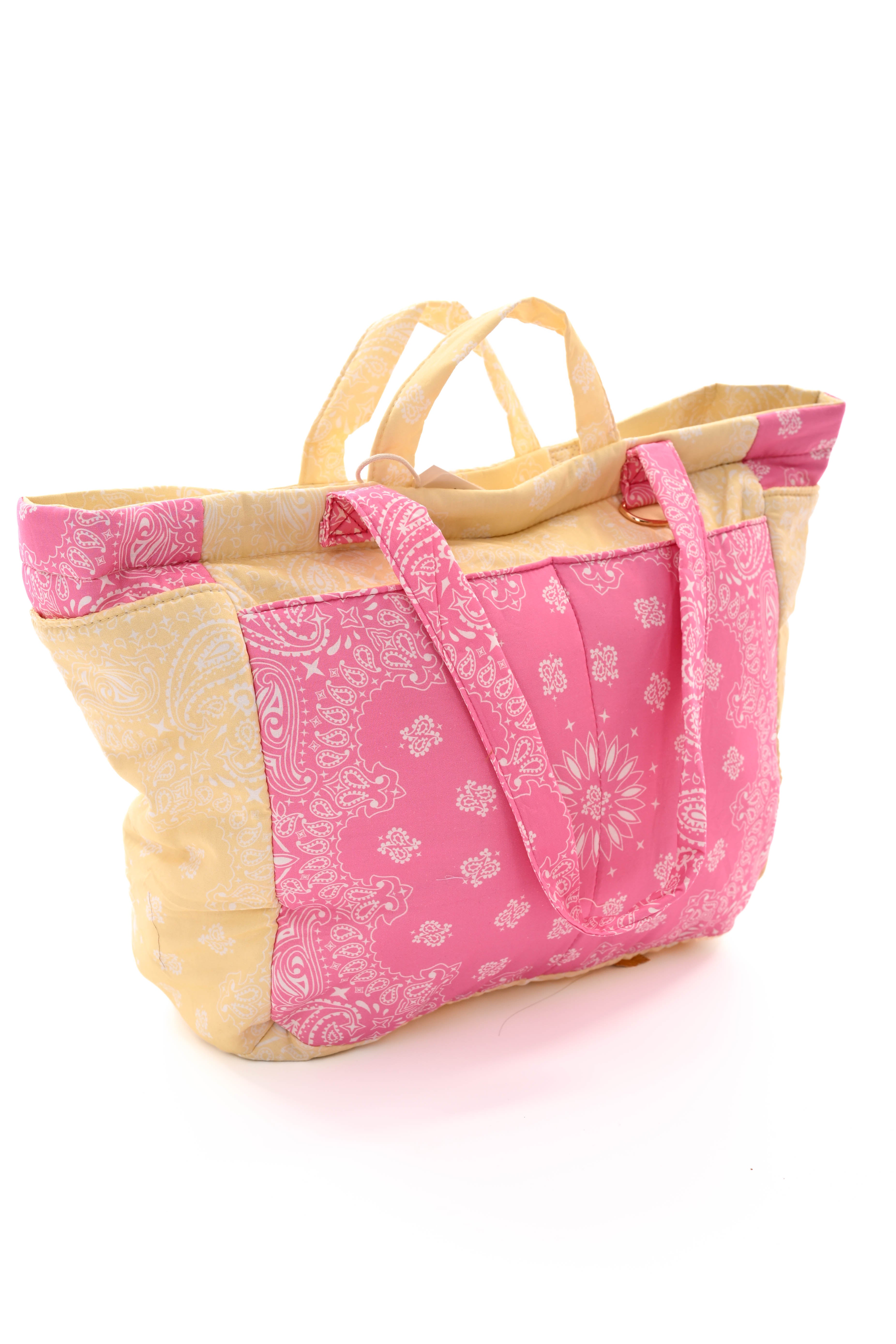 Grote tas paisley Amour en sleutelhanger lichtgeel