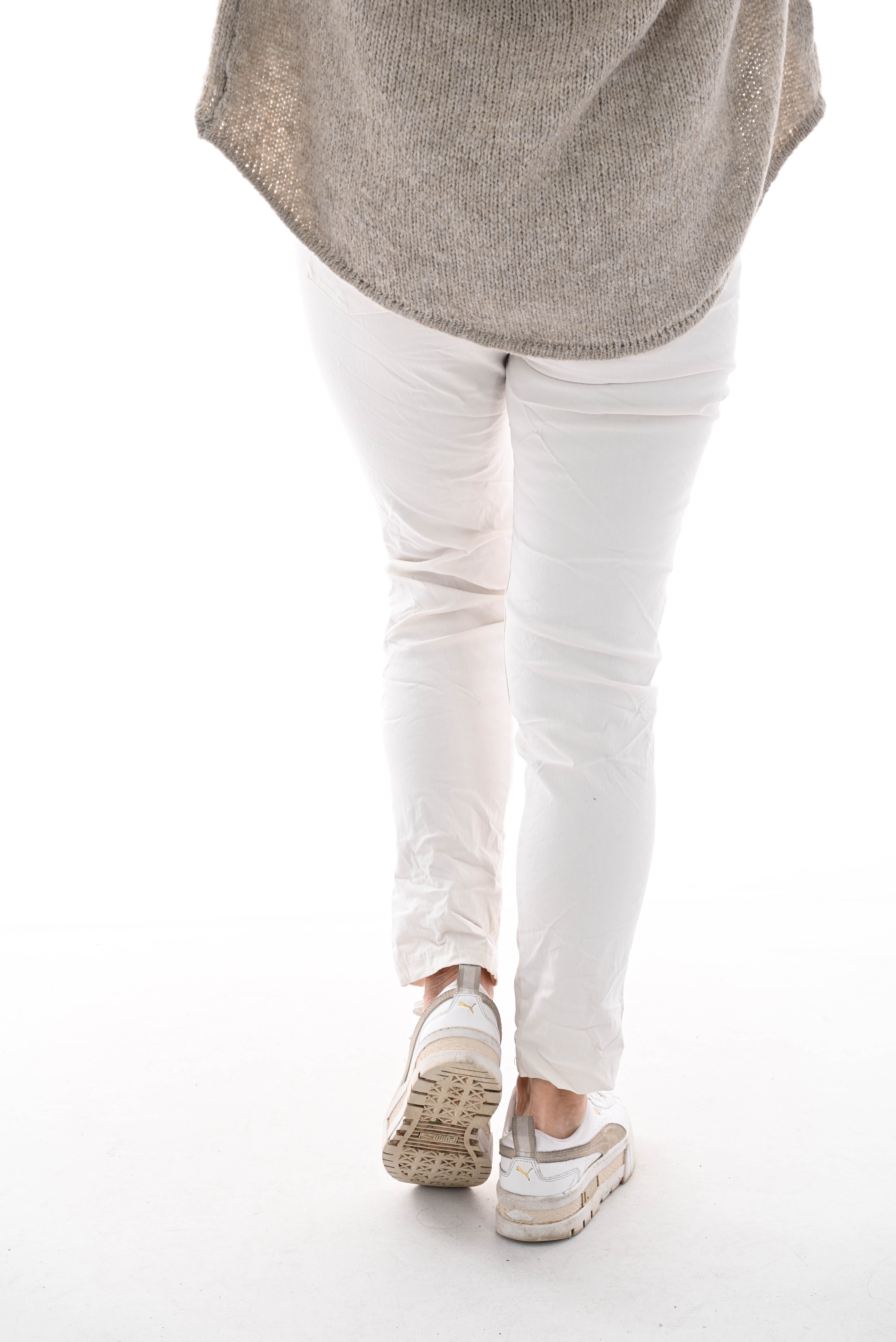 Stretchbroek uni creme