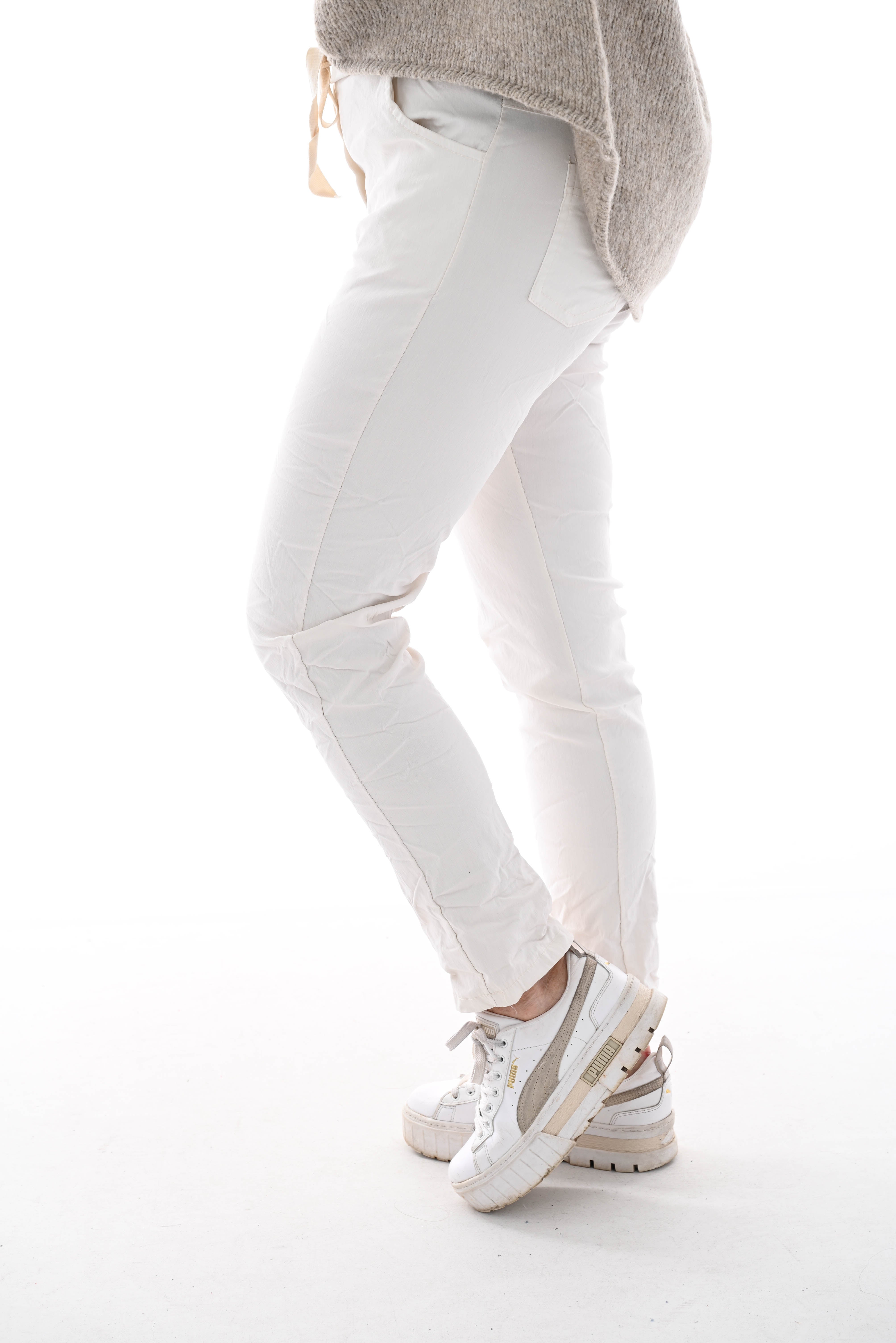 Stretchbroek uni creme