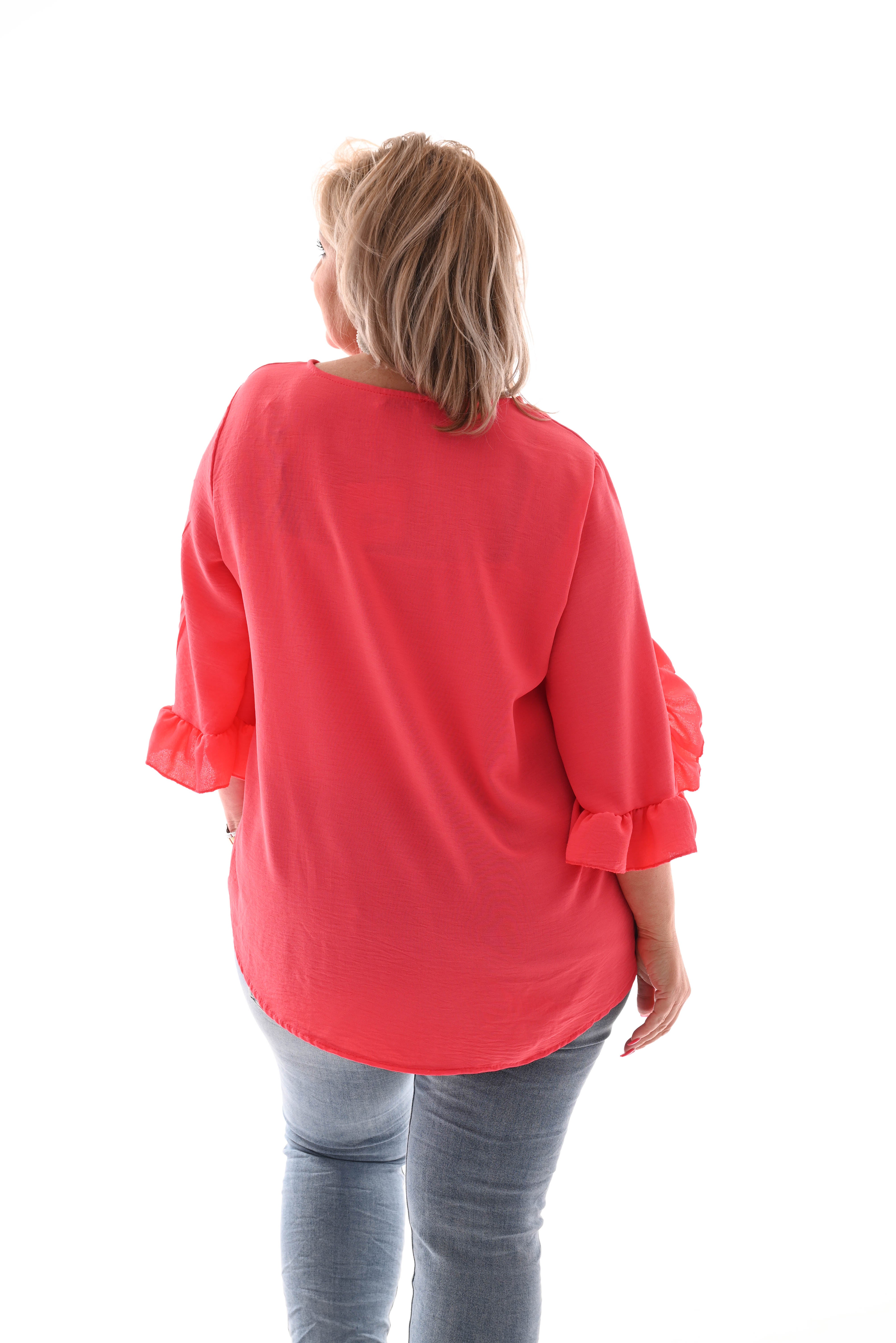 Top ruffles koraal