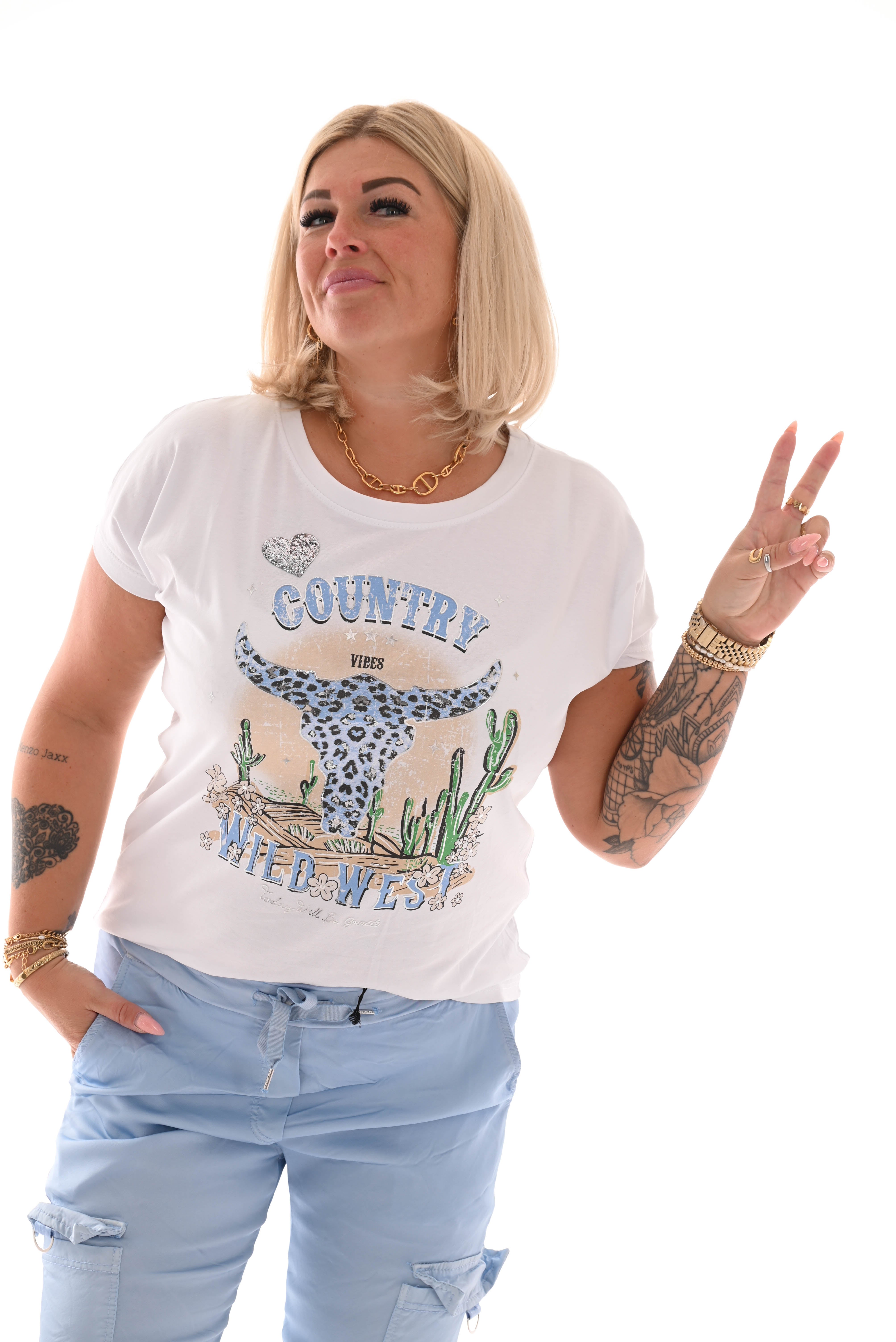 T-shirt Country wild west blauw