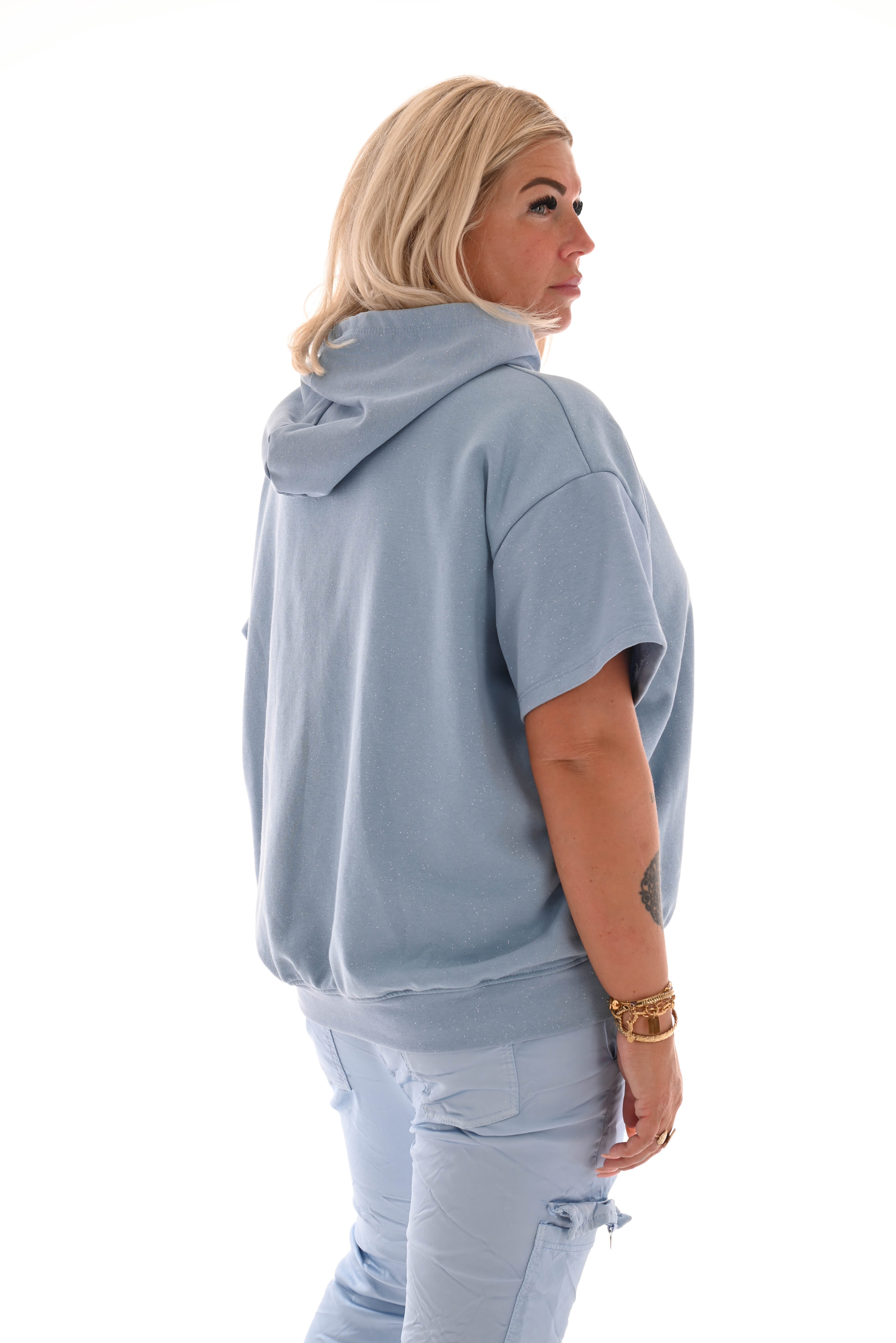 Hoodie korte mouwen bonjour blauw