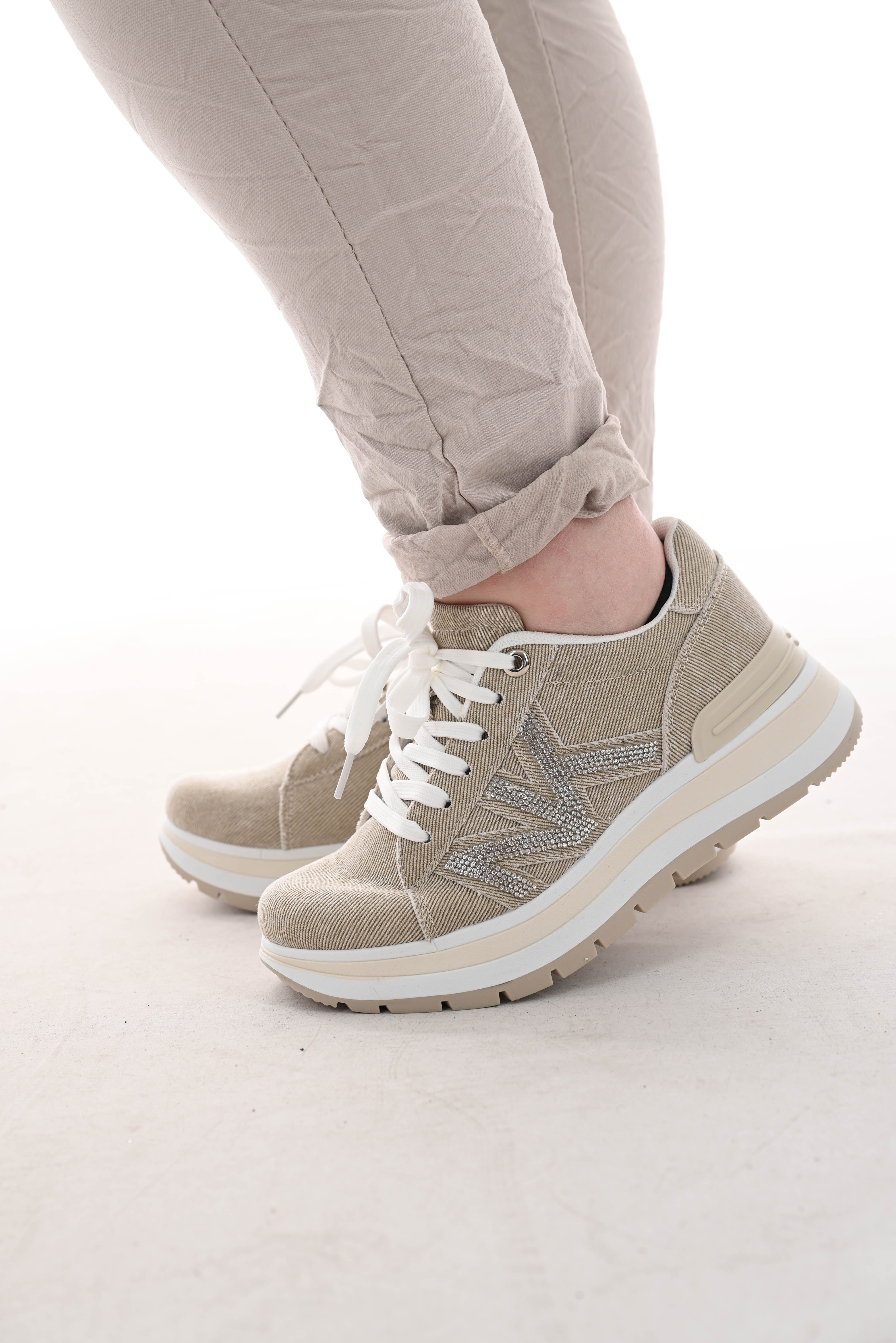 Sneaker platform canvas beige