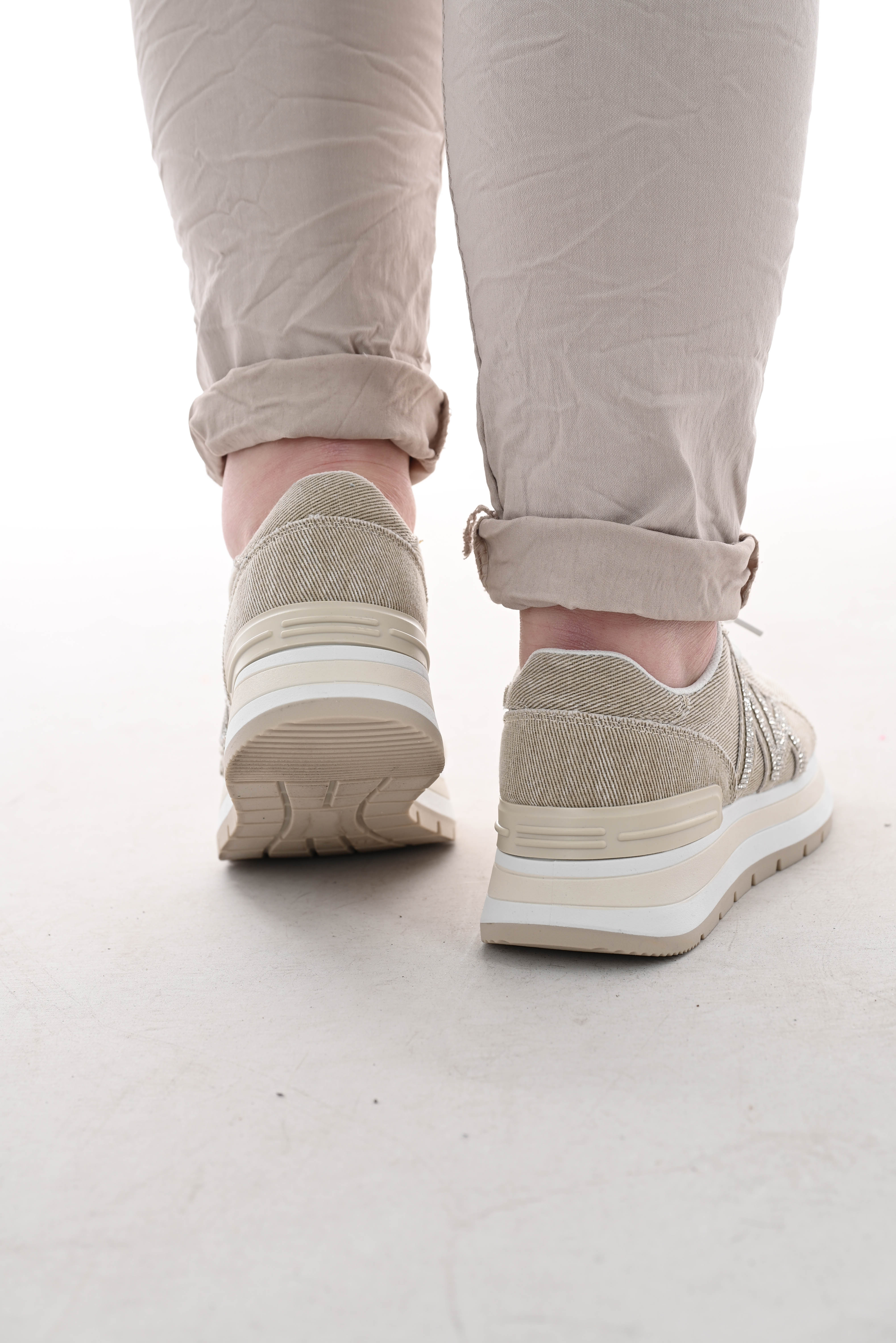 Sneaker platform canvas beige