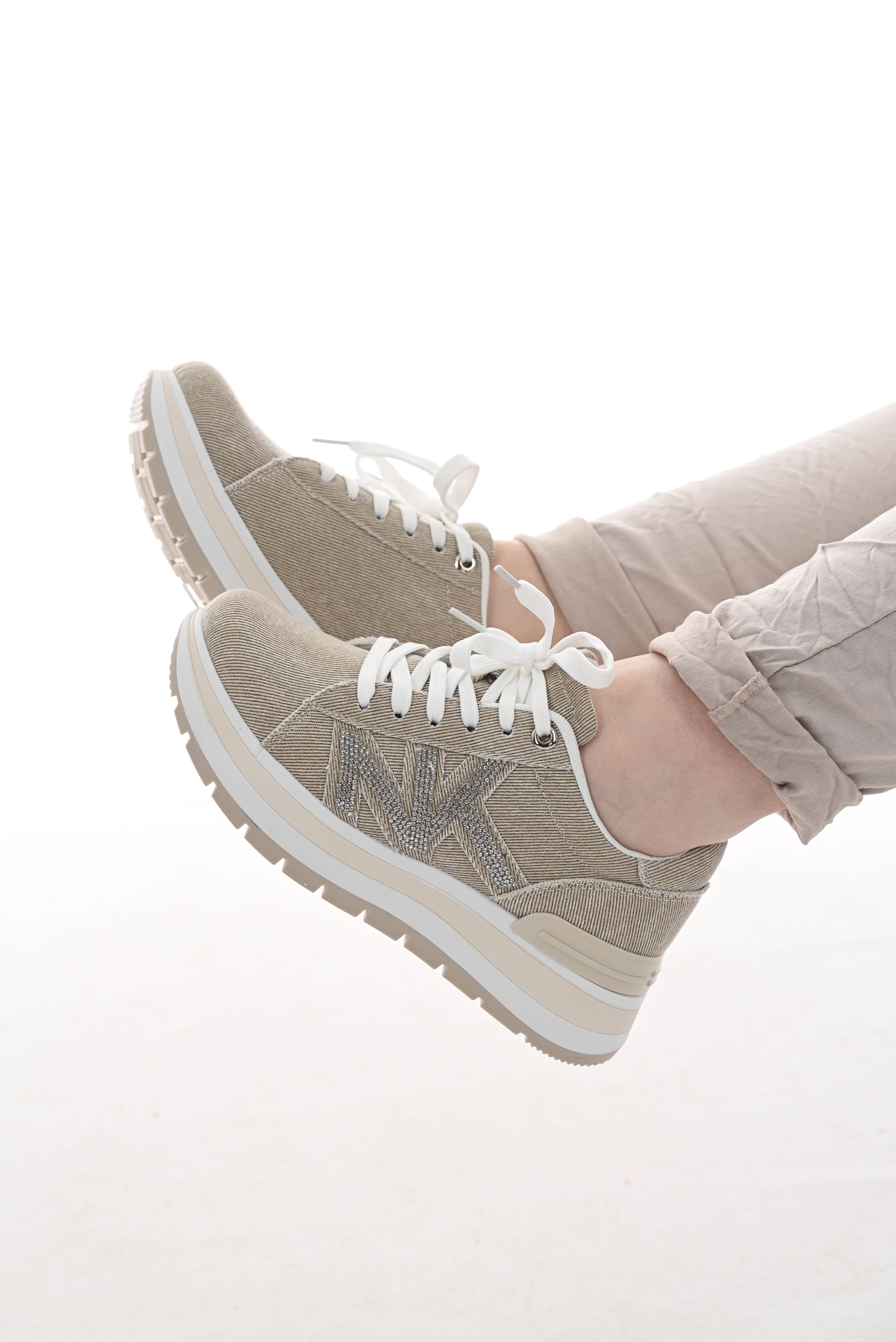 Sneaker platform canvas beige
