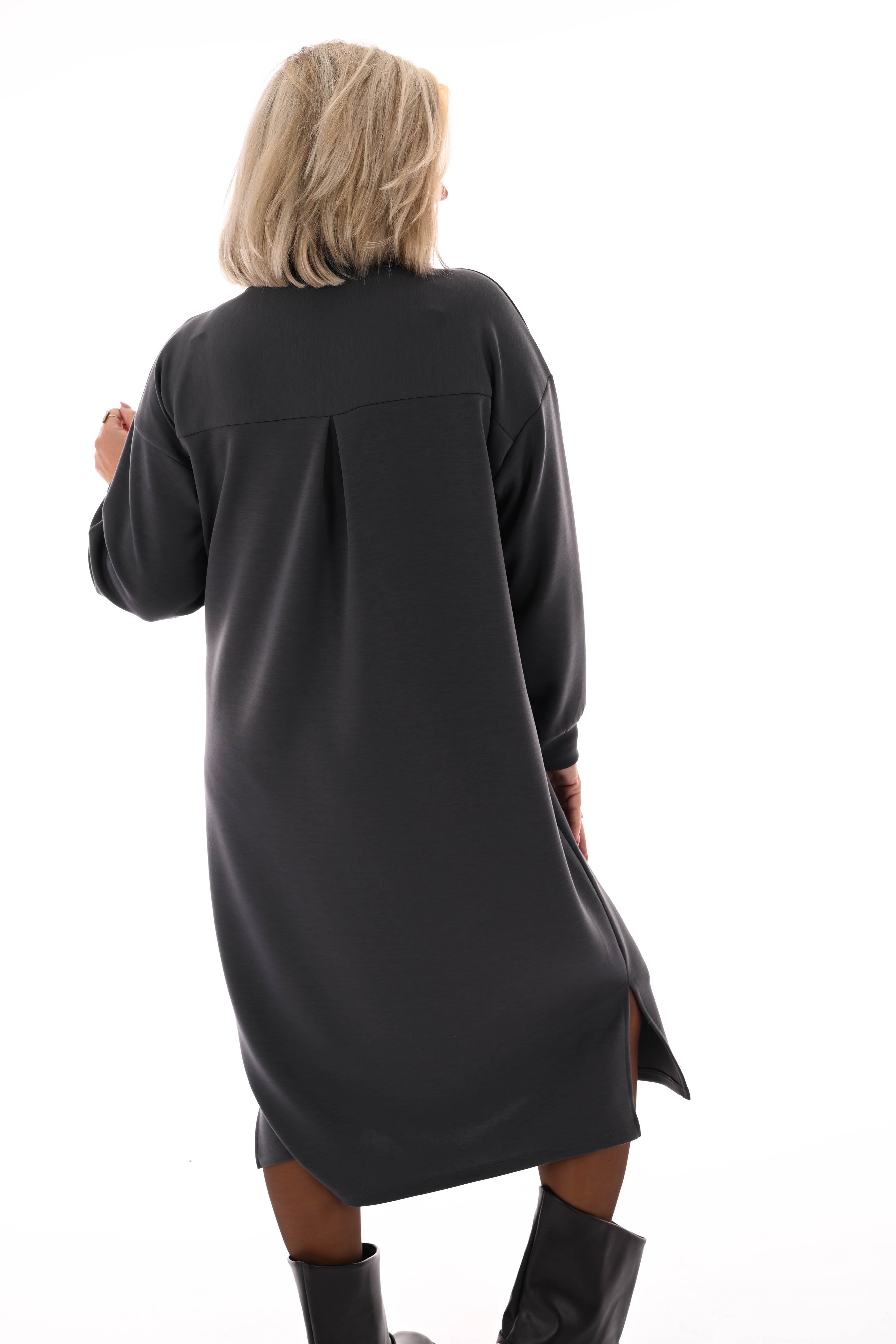 Sweaterdress believe in yourself antraciet