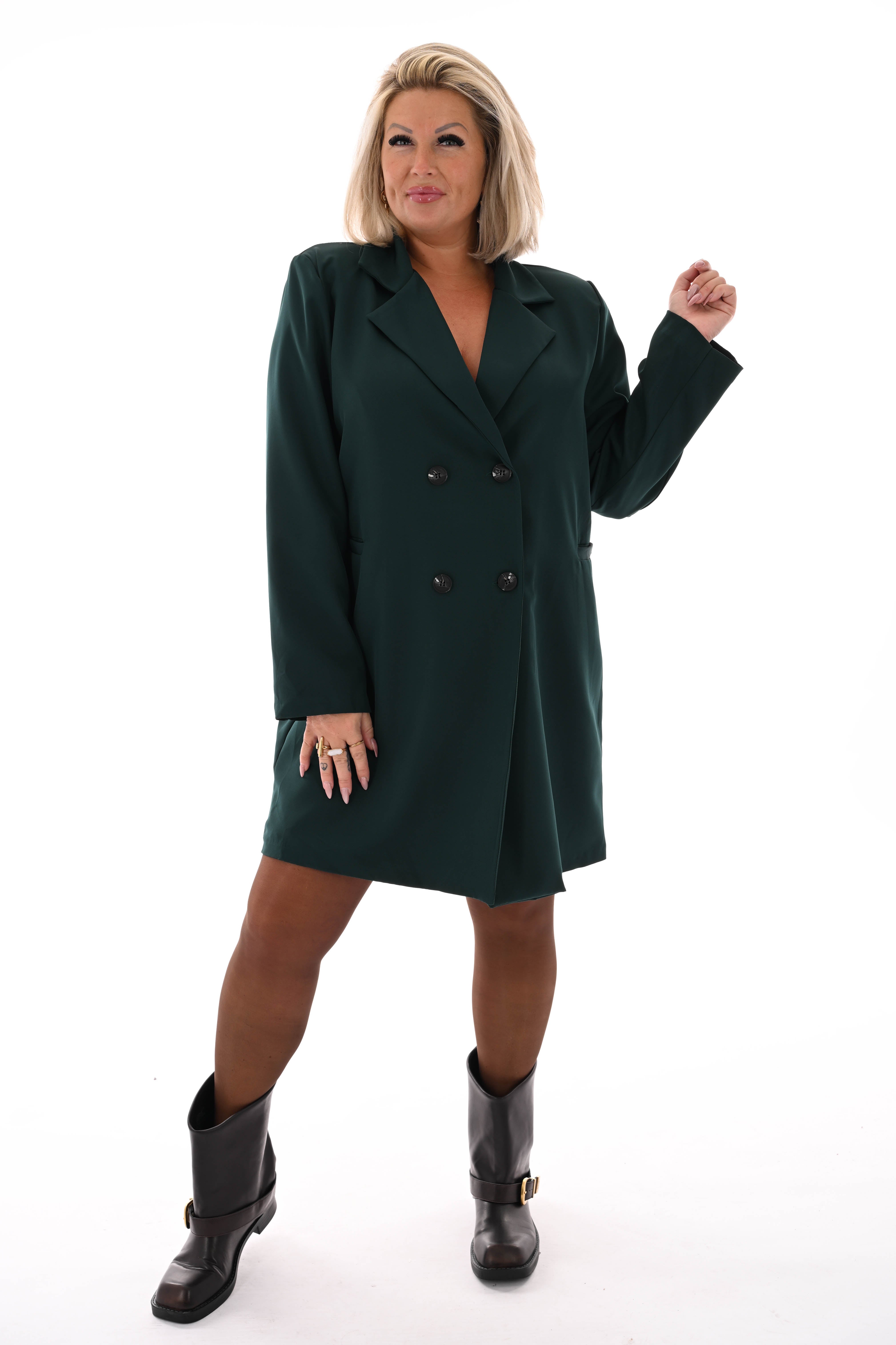 Blazer jurk uni flessengroen