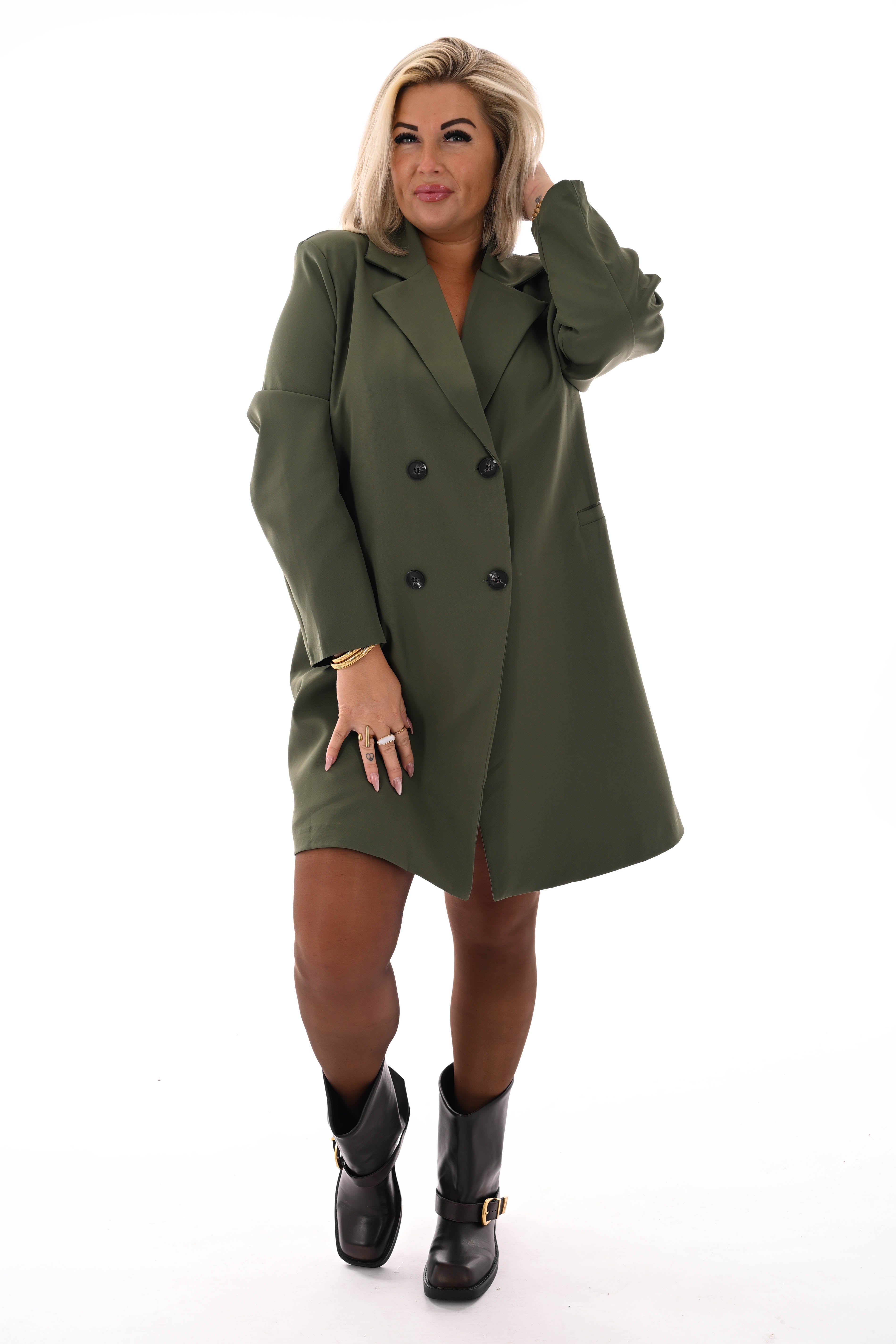 Blazer jurk uni legergroen