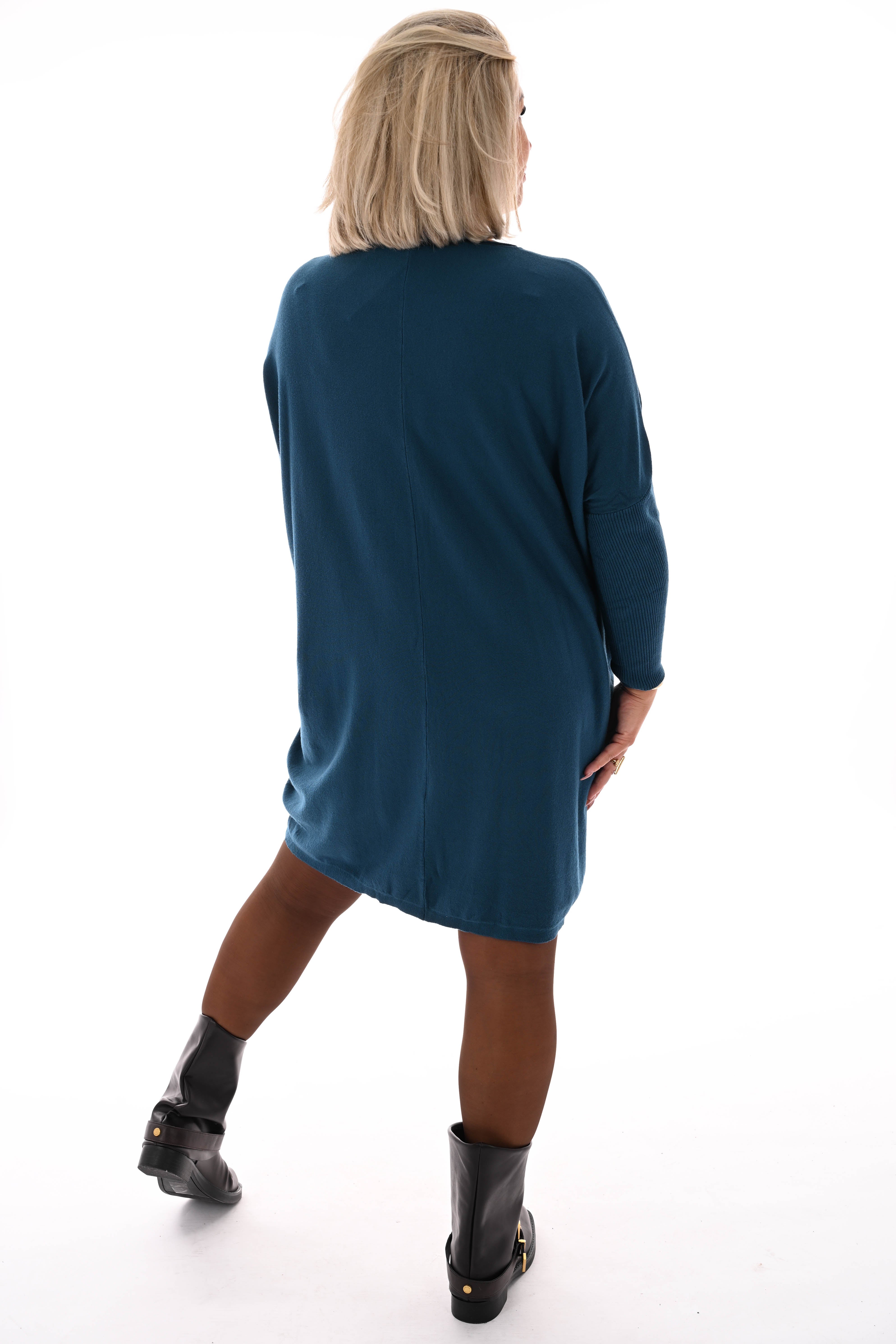 Basic trui met zakjes petrol