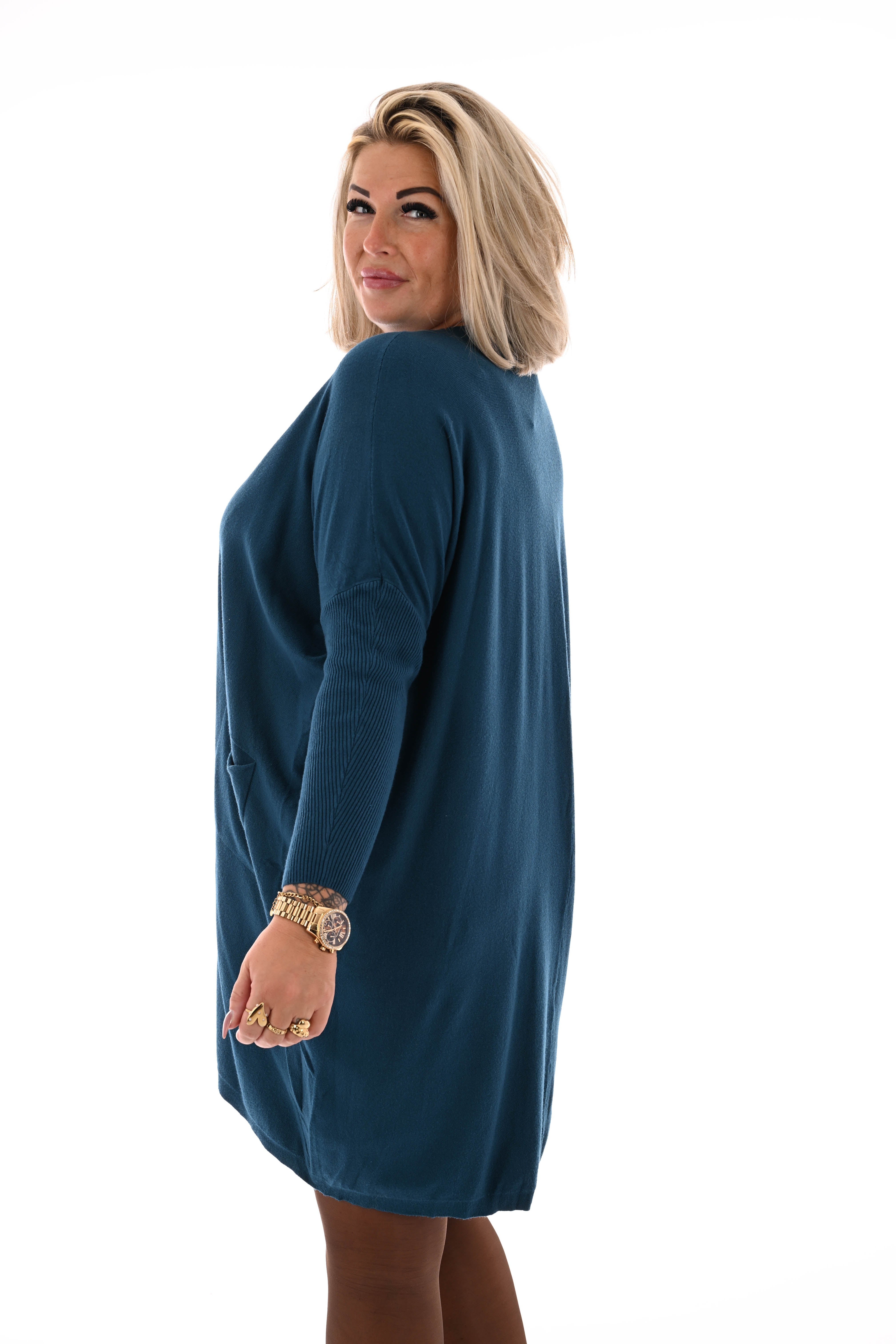 Basic trui met zakjes petrol