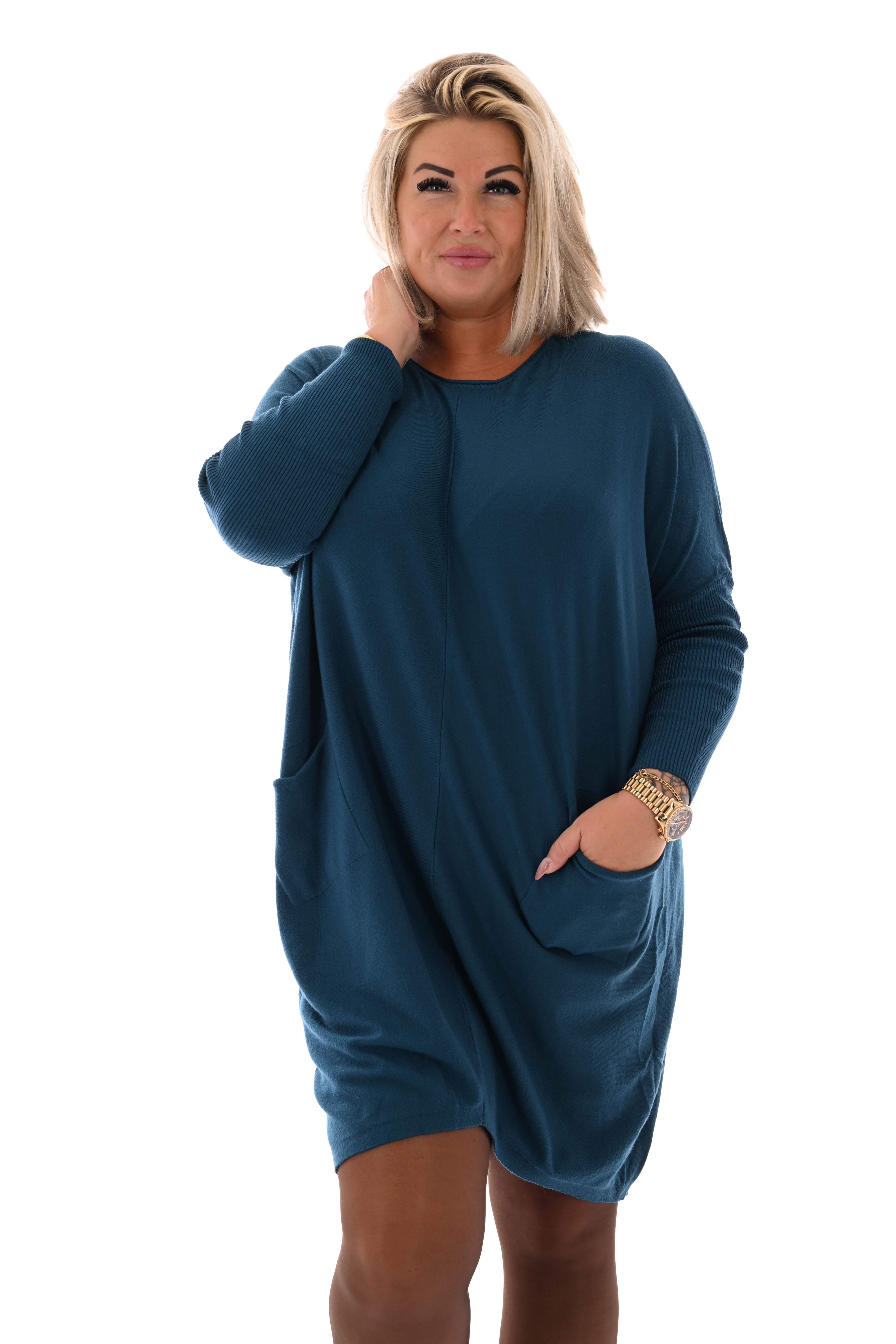 Basic trui met zakjes petrol