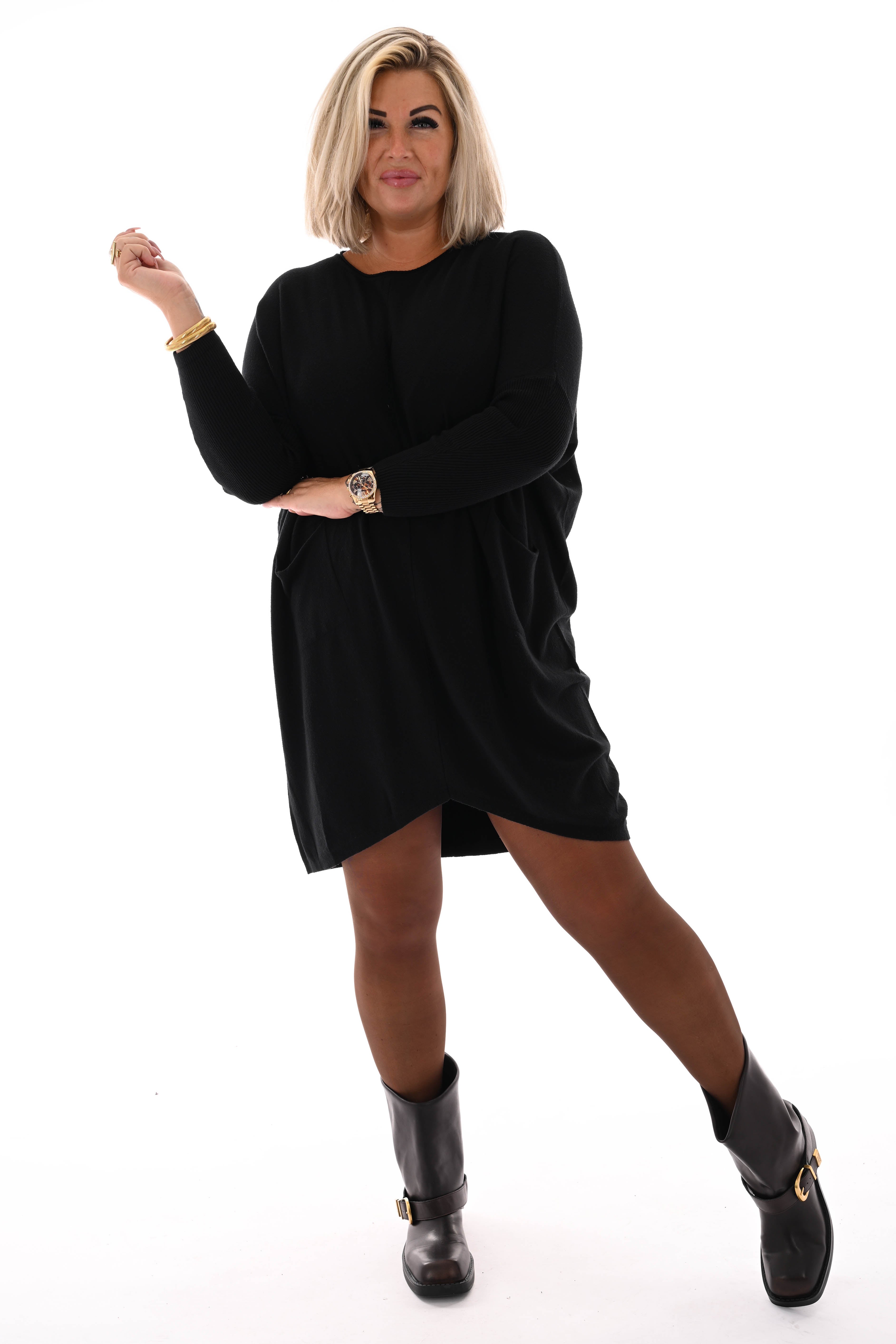 Basic trui met zakjes zwart