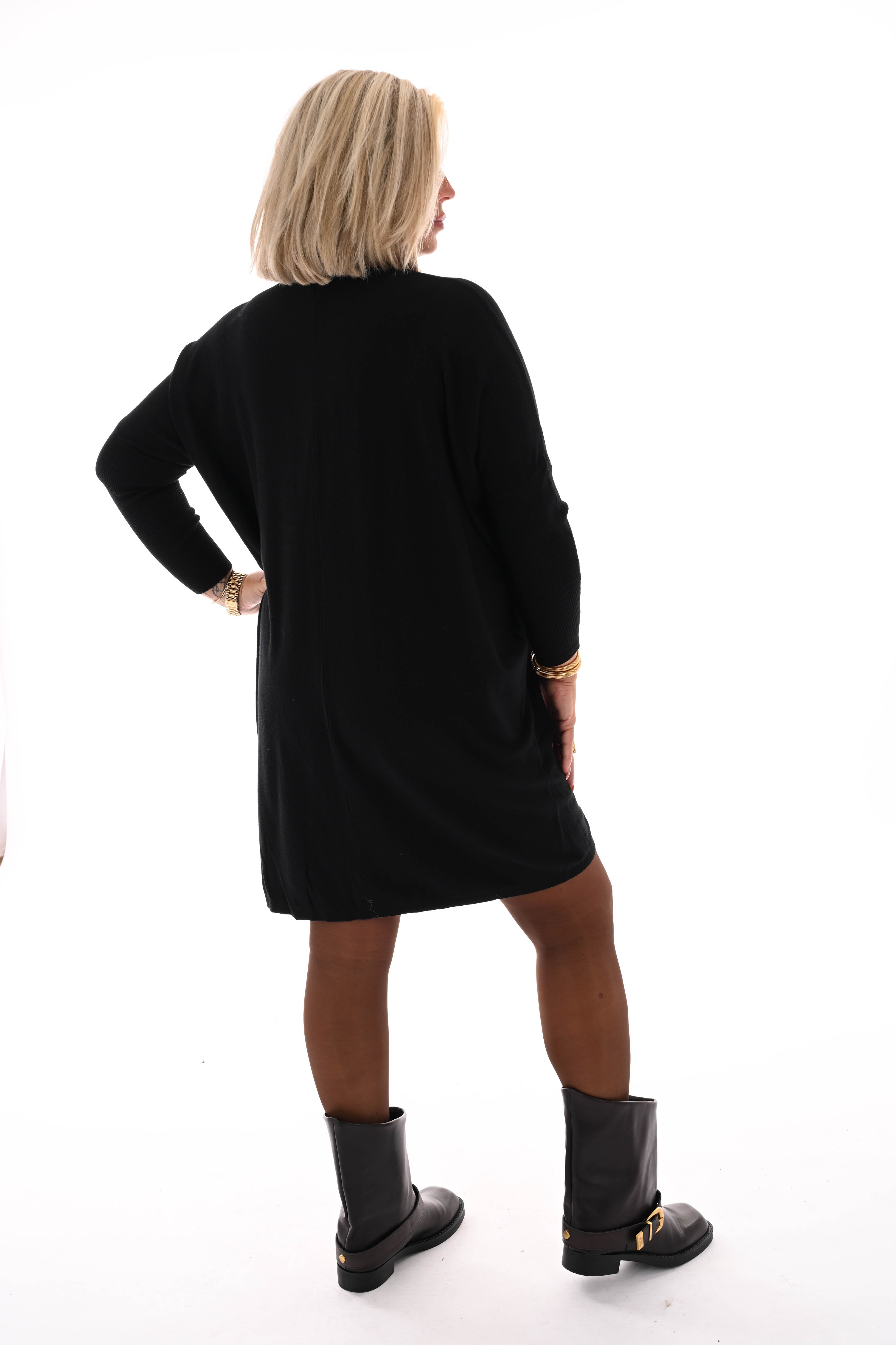 Basic trui met zakjes zwart