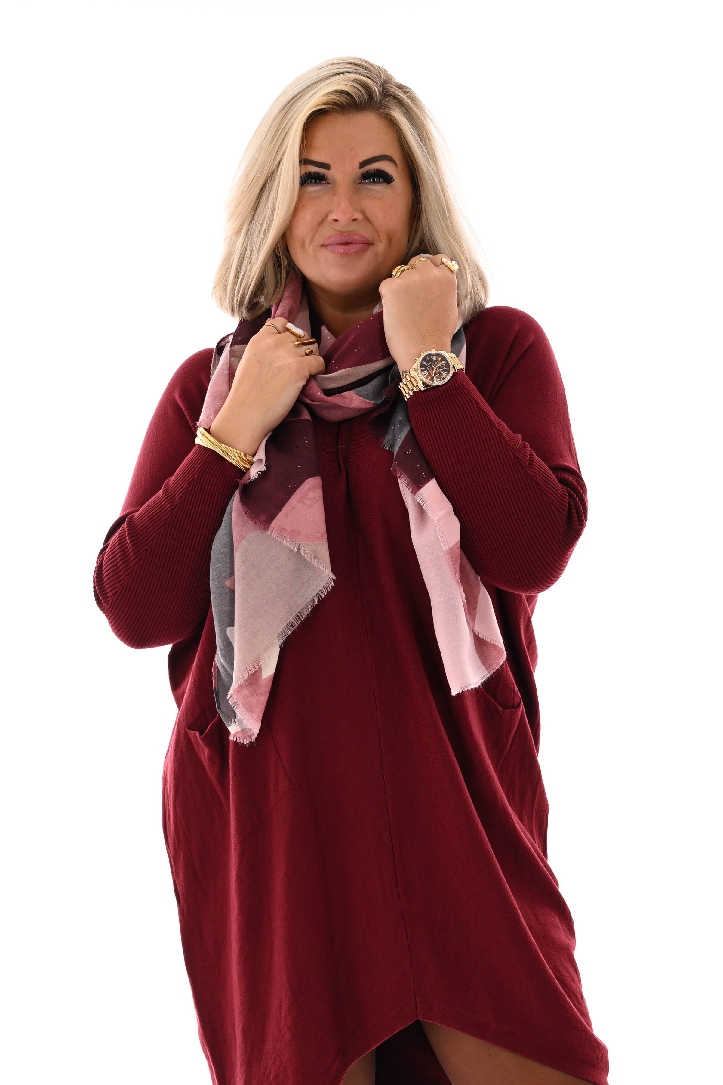 Basic trui met zakjes bordeaux