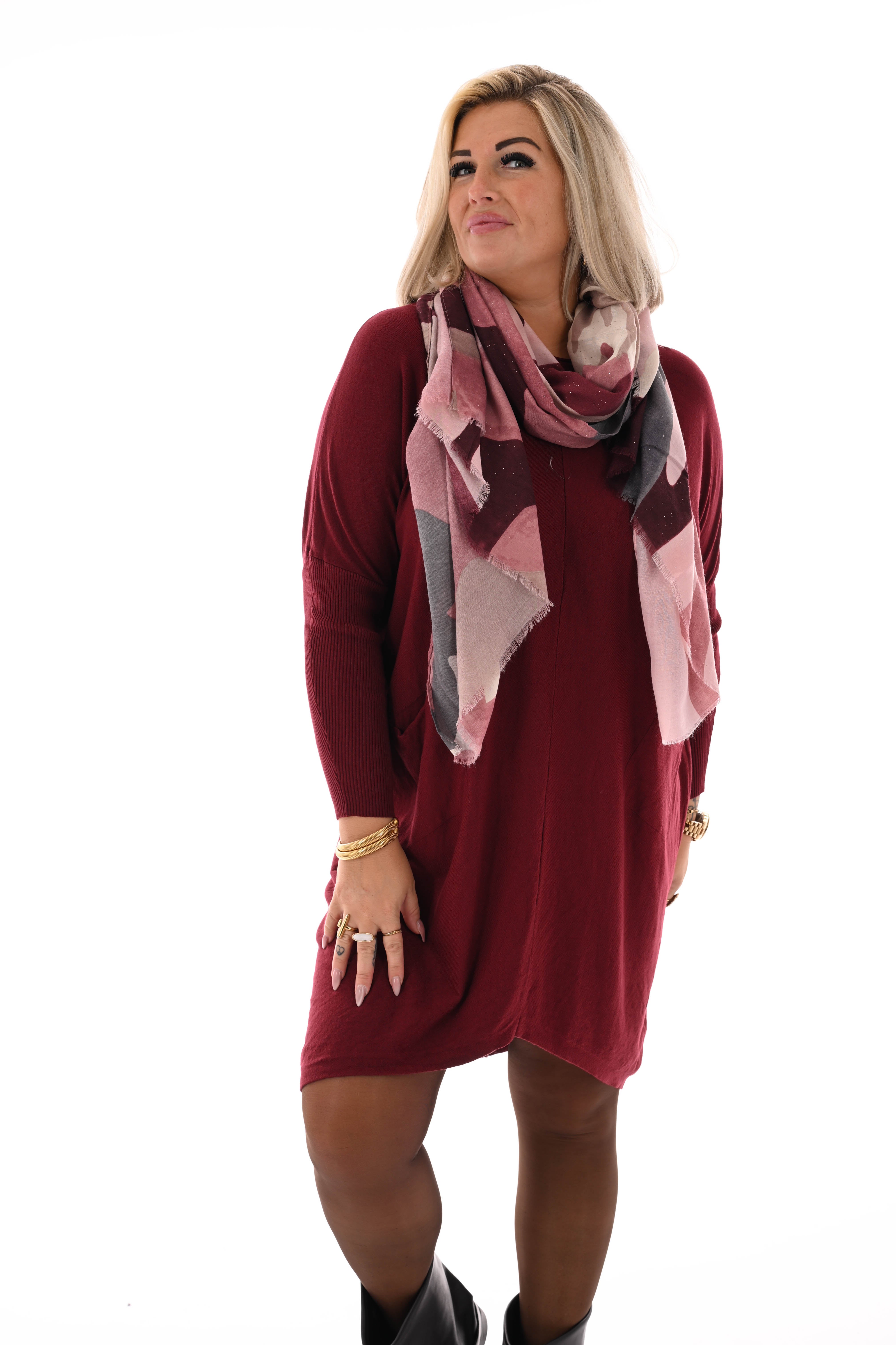 Basic trui met zakjes bordeaux