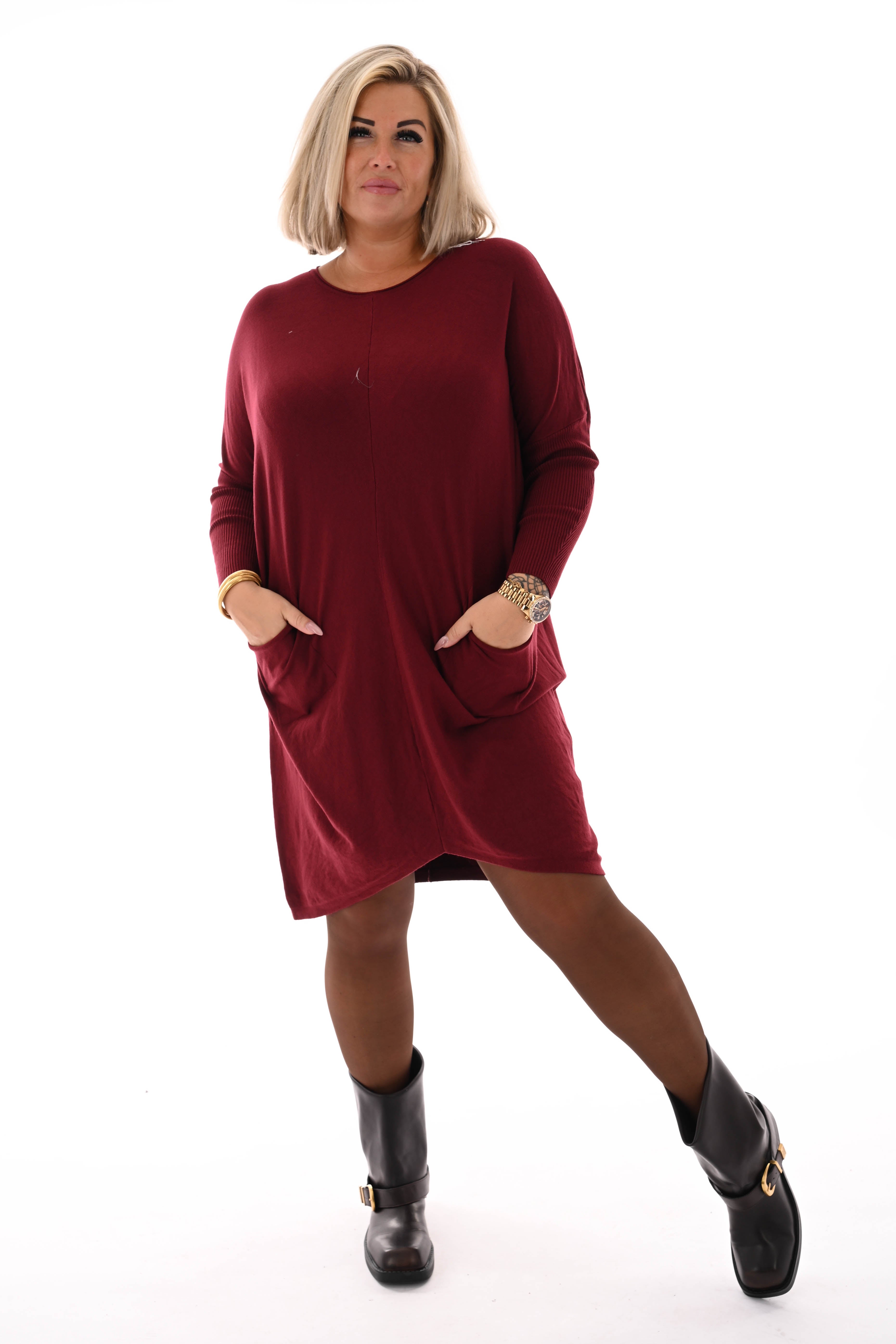 Basic trui met zakjes bordeaux