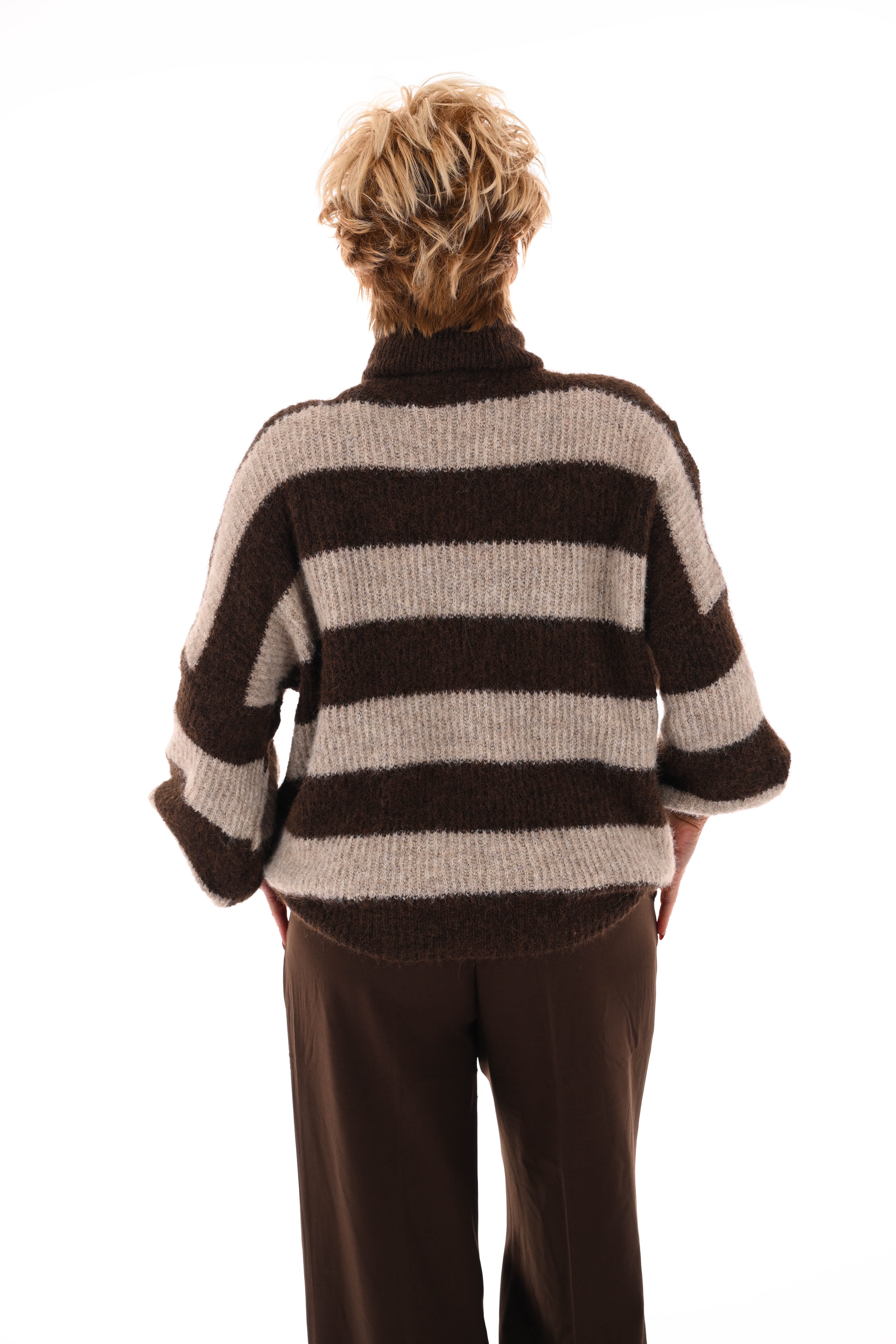 Gebreide coltrui met strepen bruin