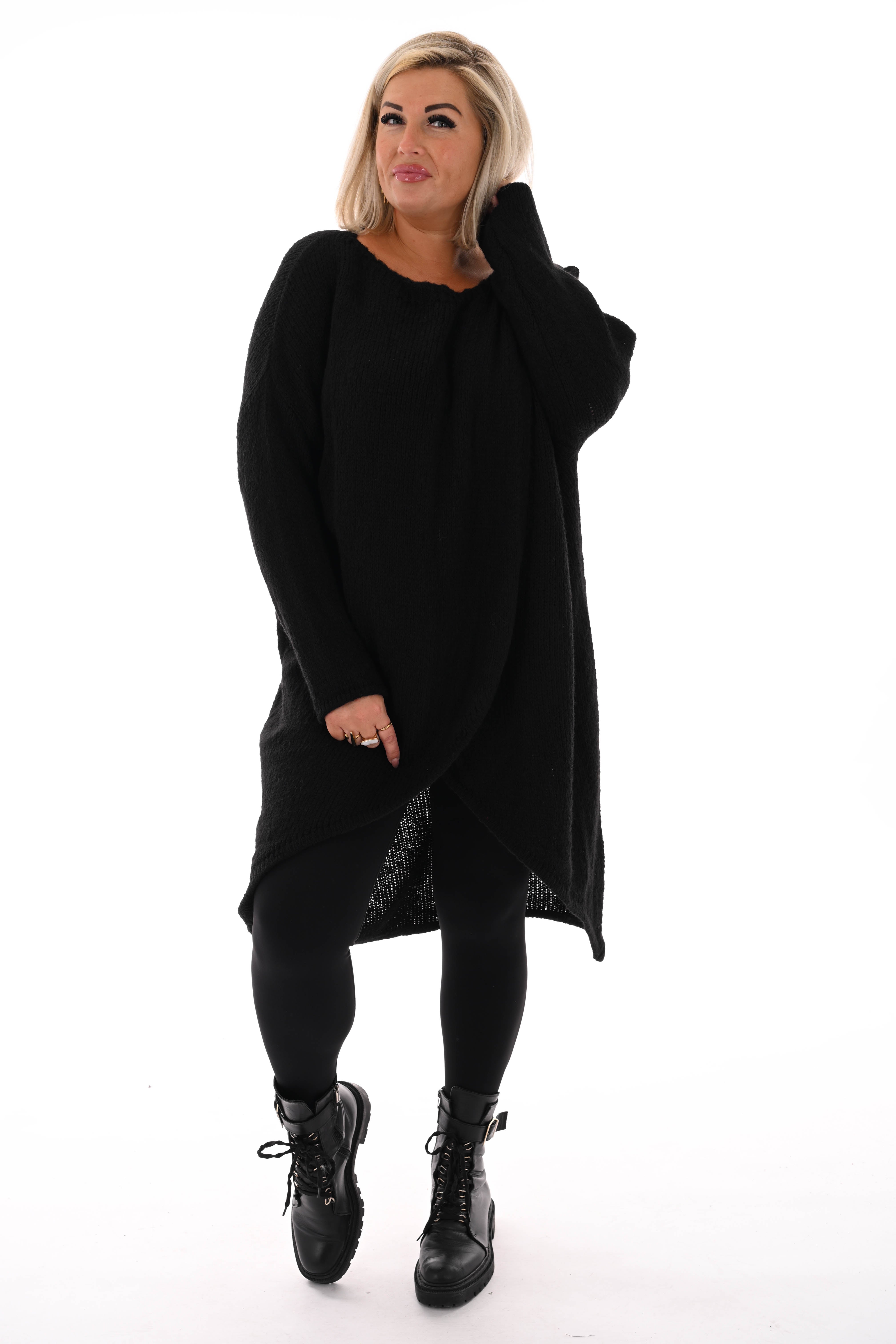 Gebreide overslag trui zwart