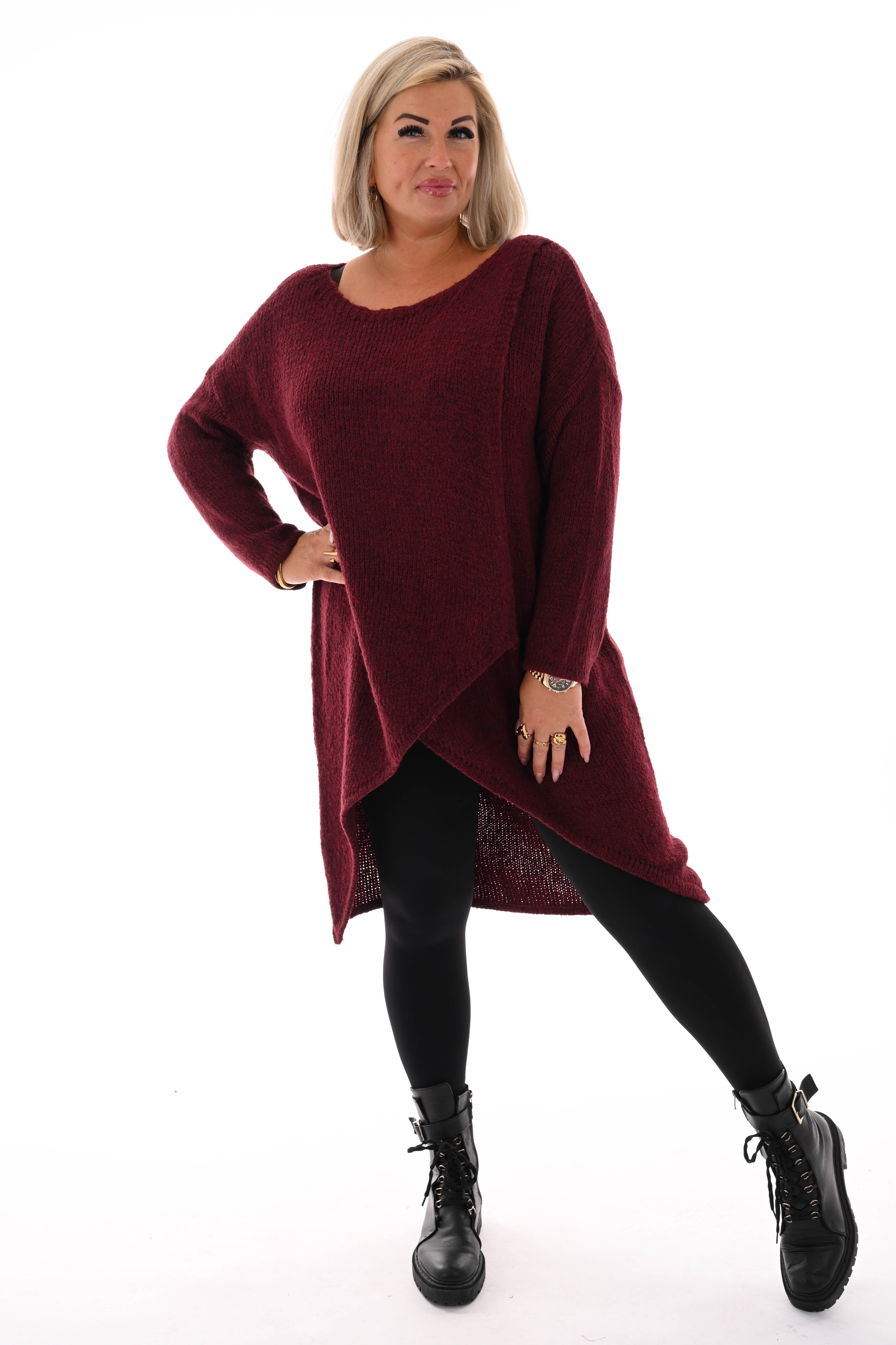 Gebreide overslag trui bordeaux