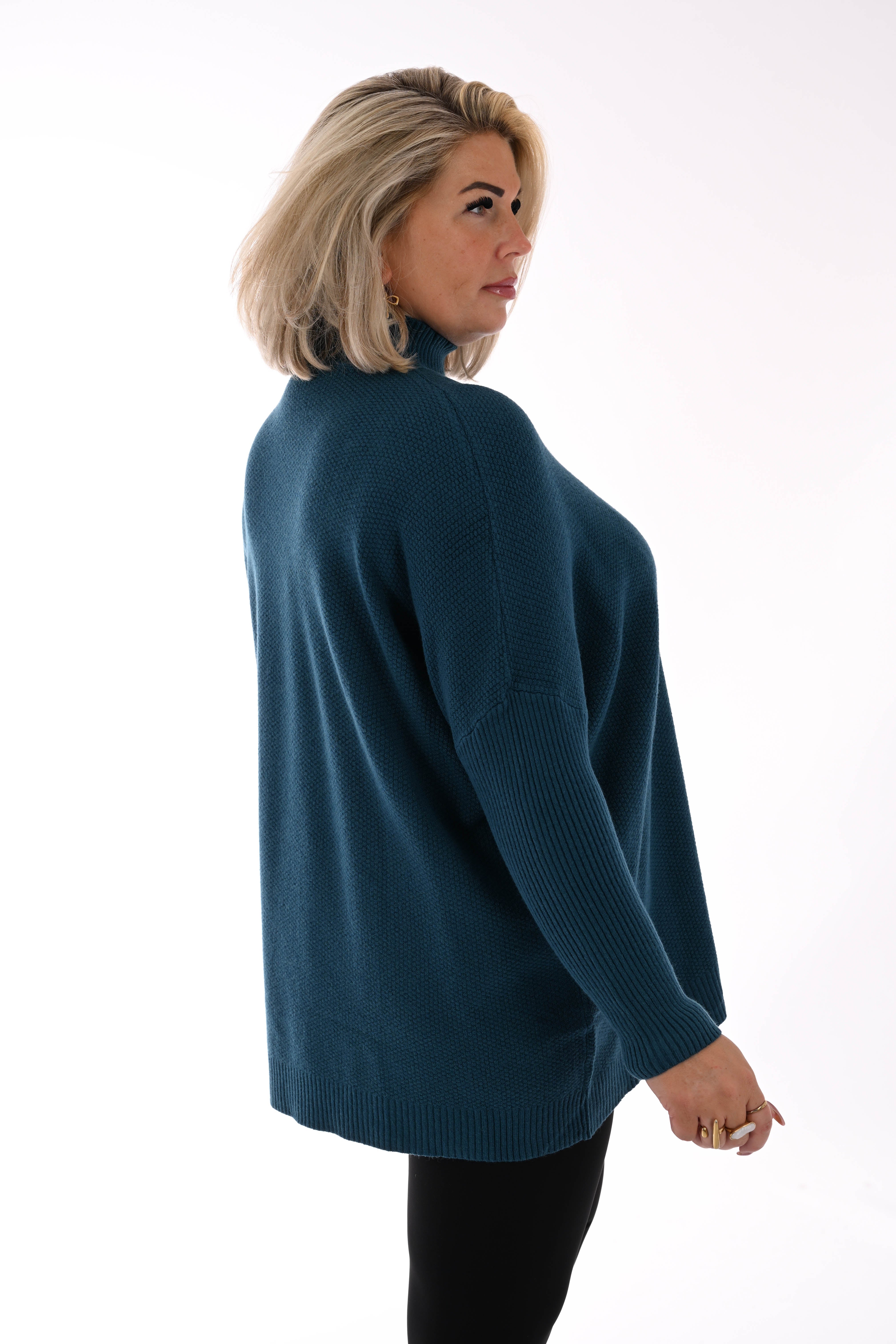 Trui structuur uni petrol