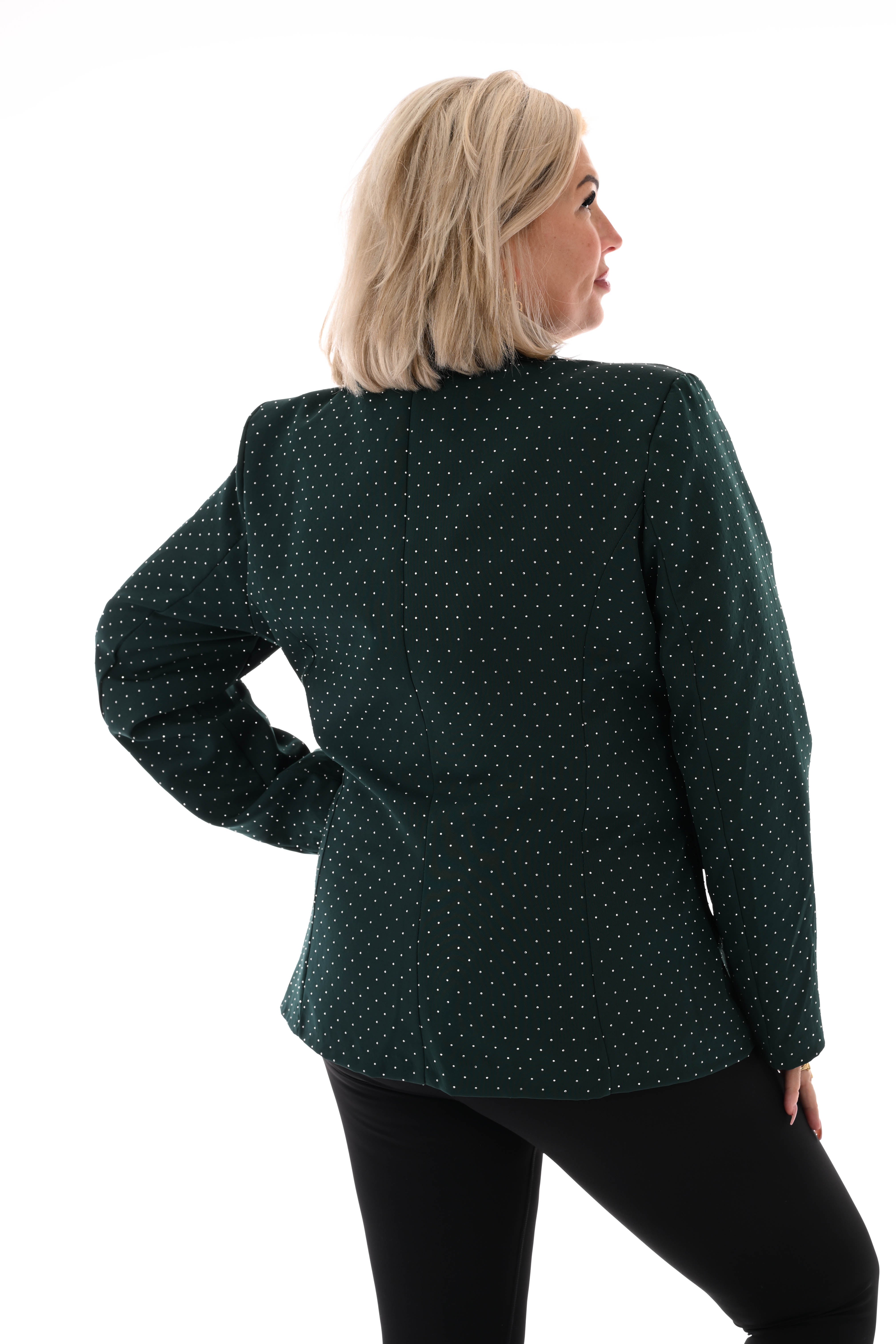 Blazer met strass en knoopsluiting donkergroen