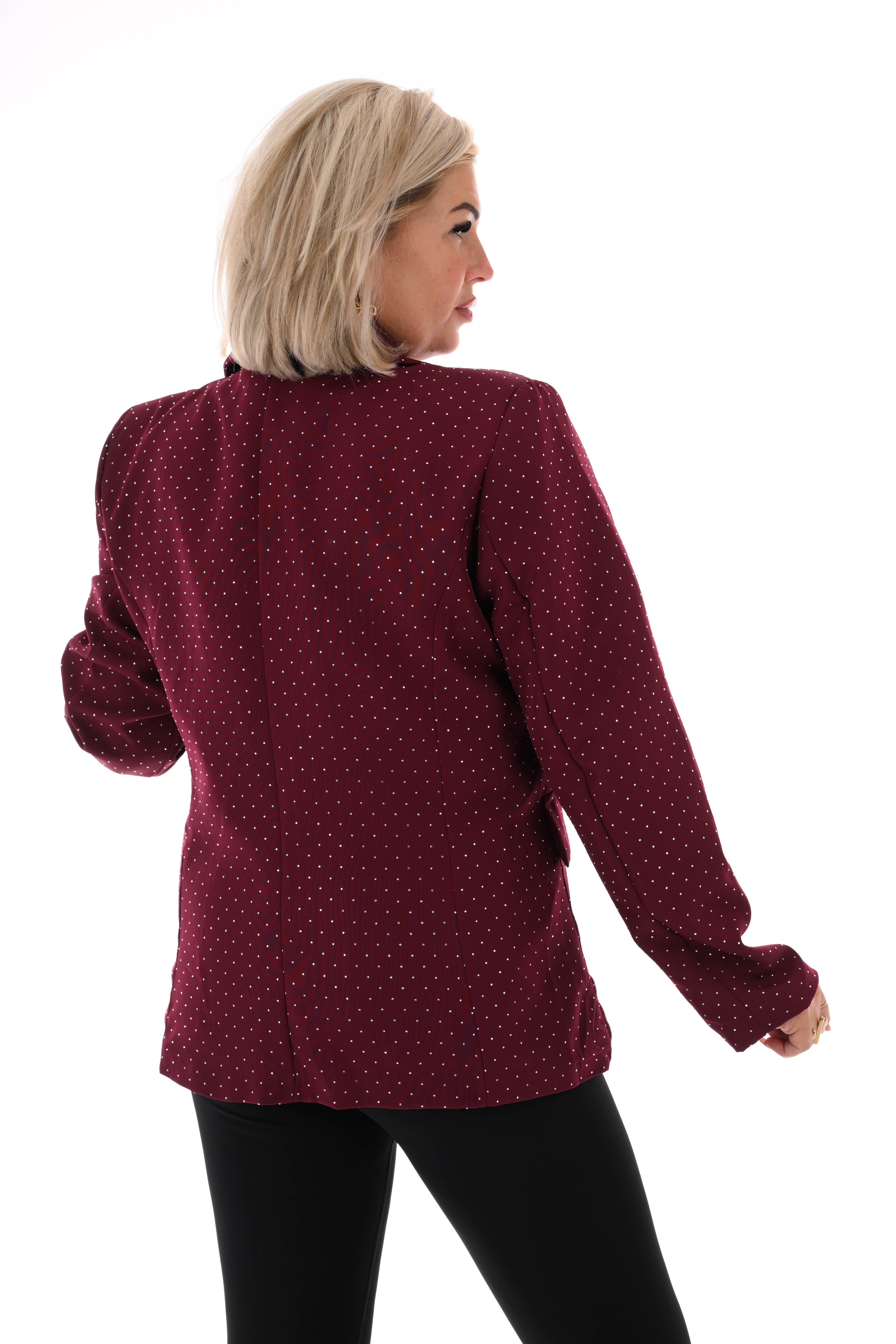Blazer met strass en knoopsluiting bordeaux