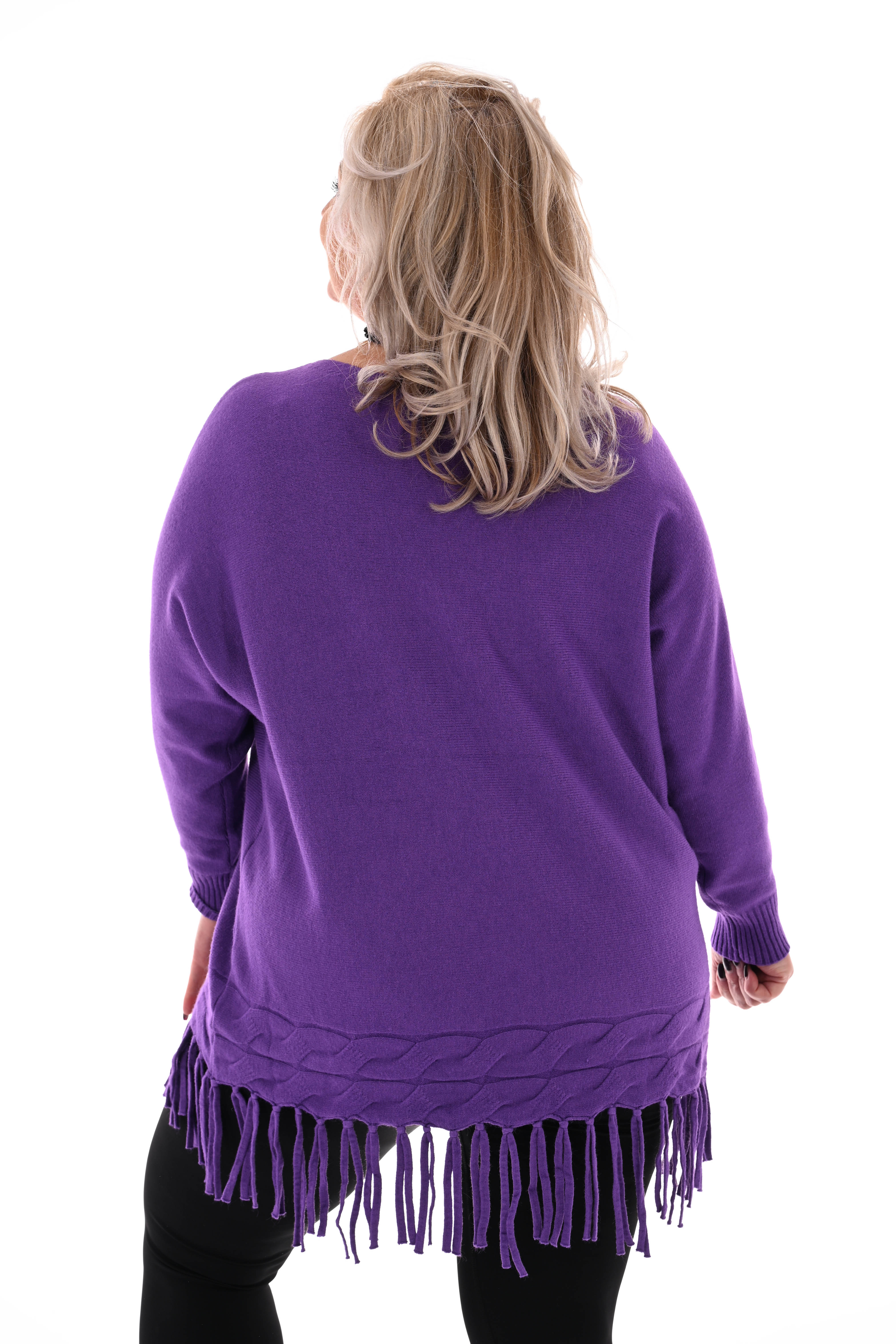 Trui met franjes paars