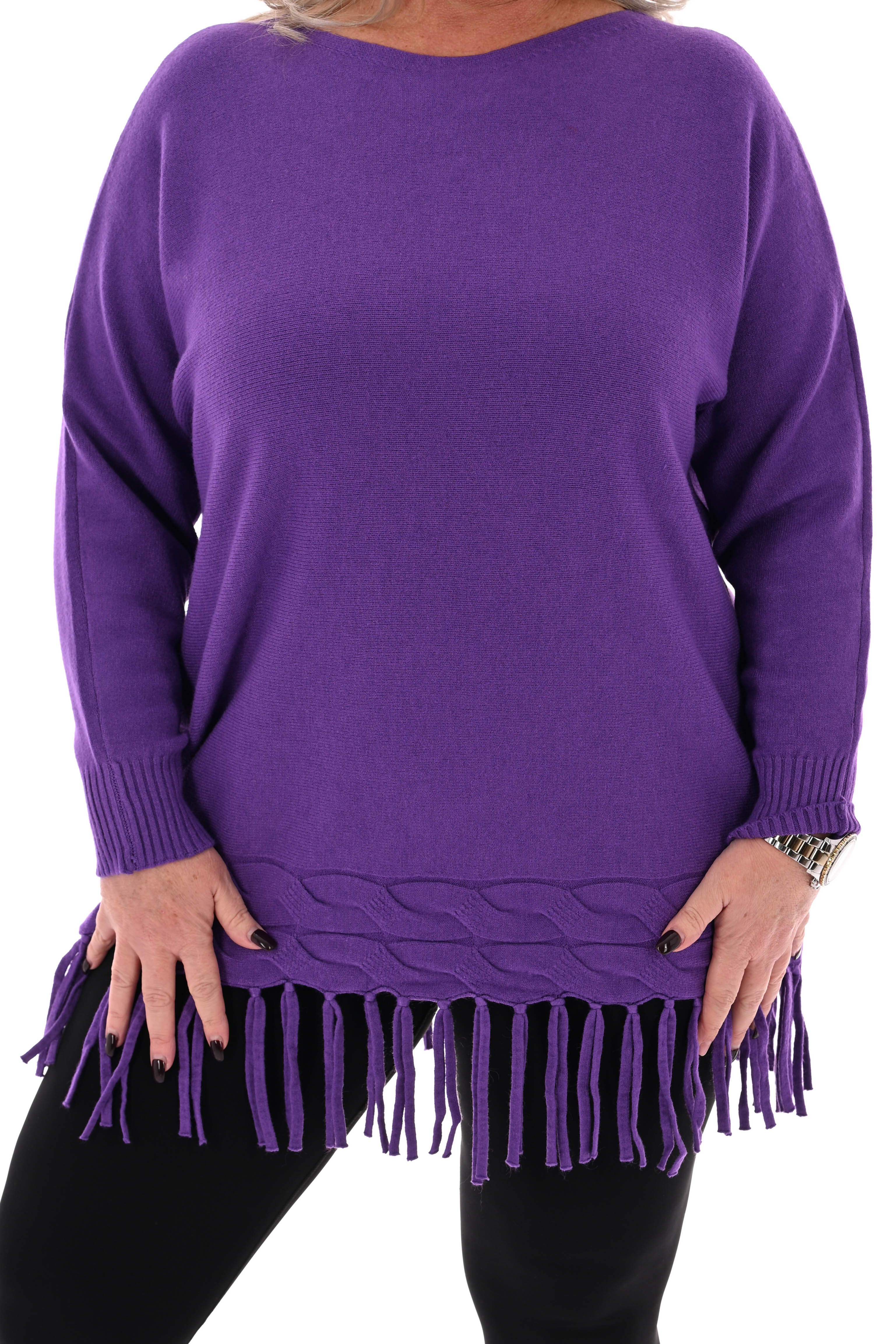 Trui met franjes paars