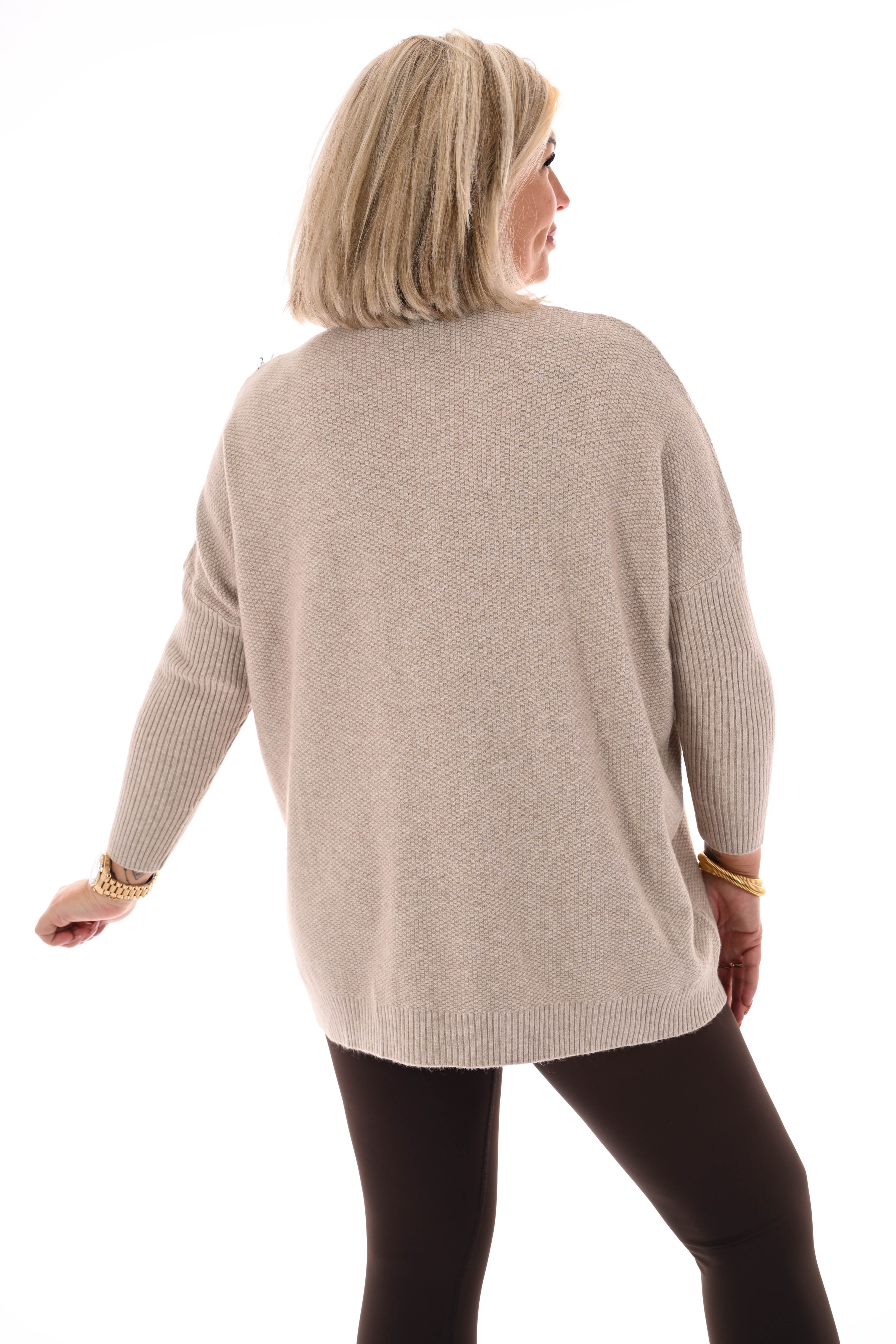 Trui structuur uni taupe