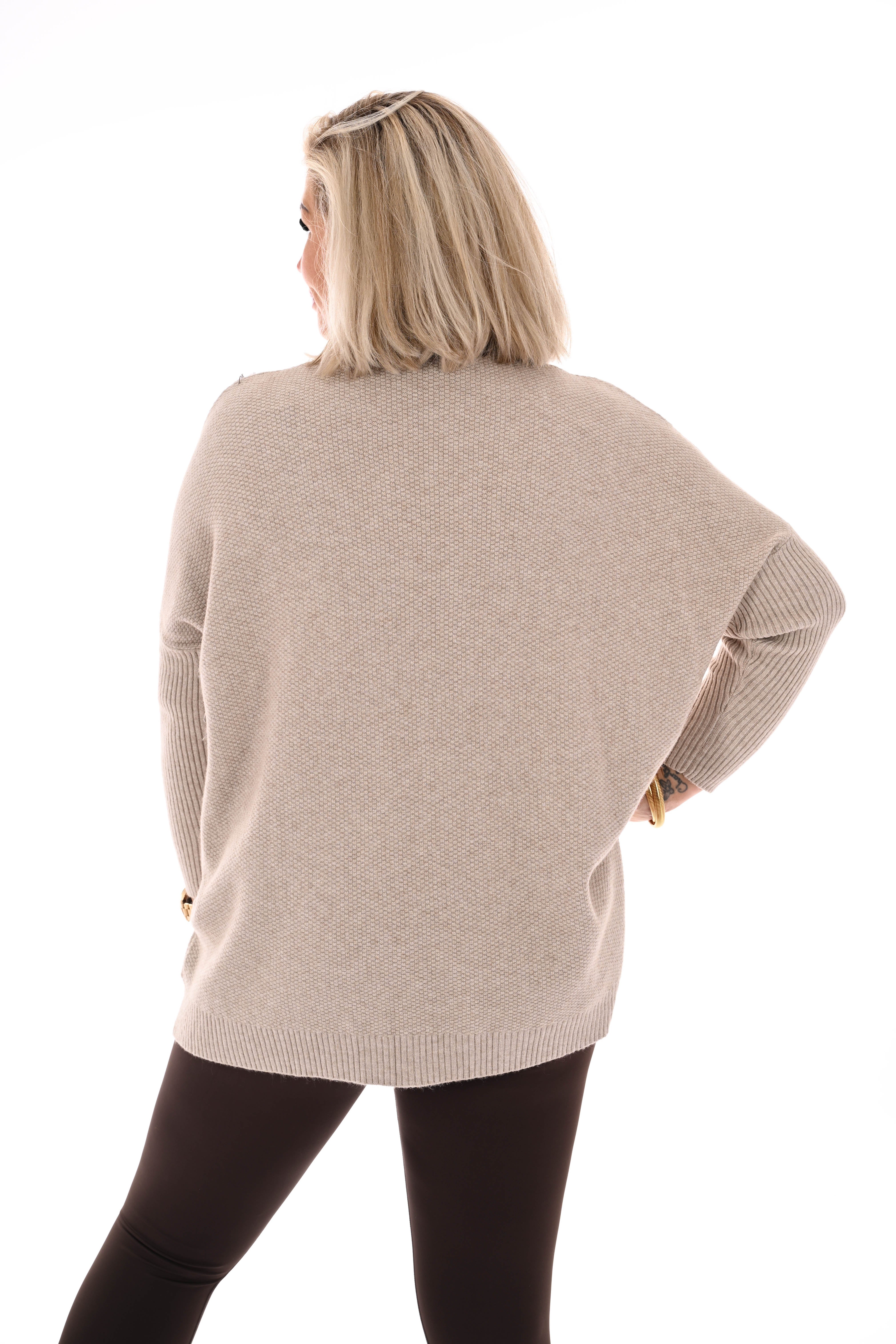 Trui structuur uni taupe