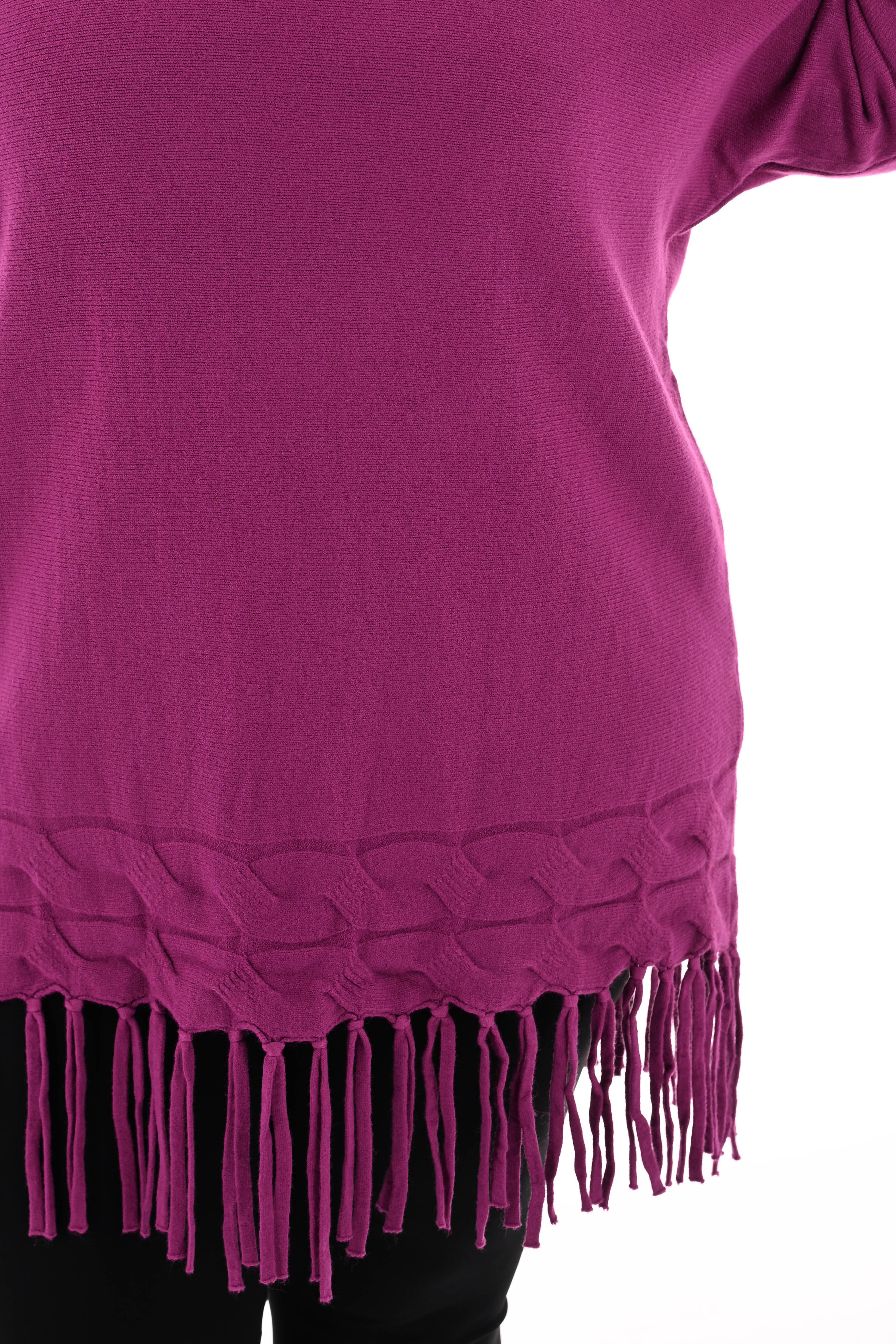 Trui met franjes cyclaam