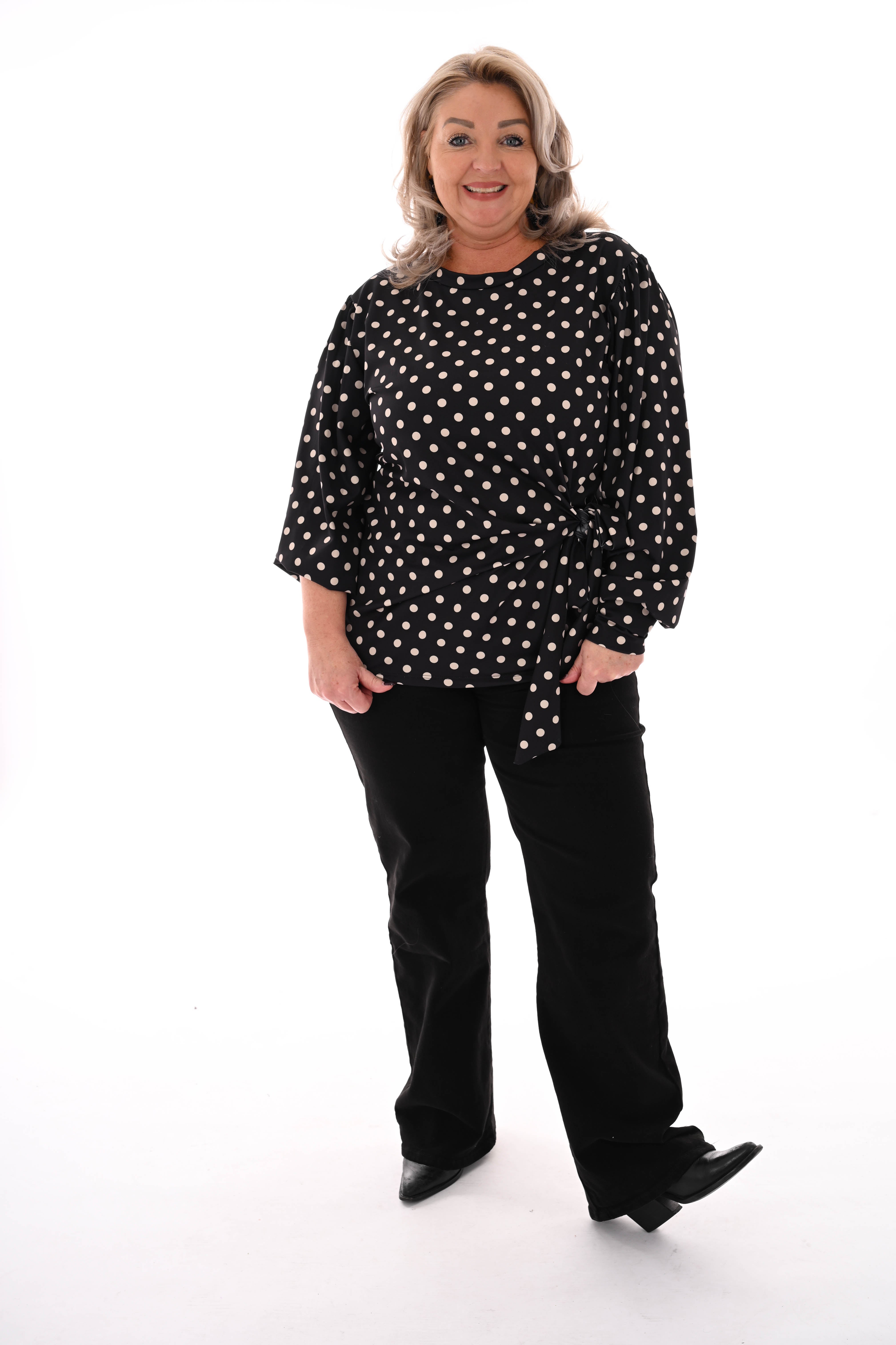 Travel top dots zijstrik zwart