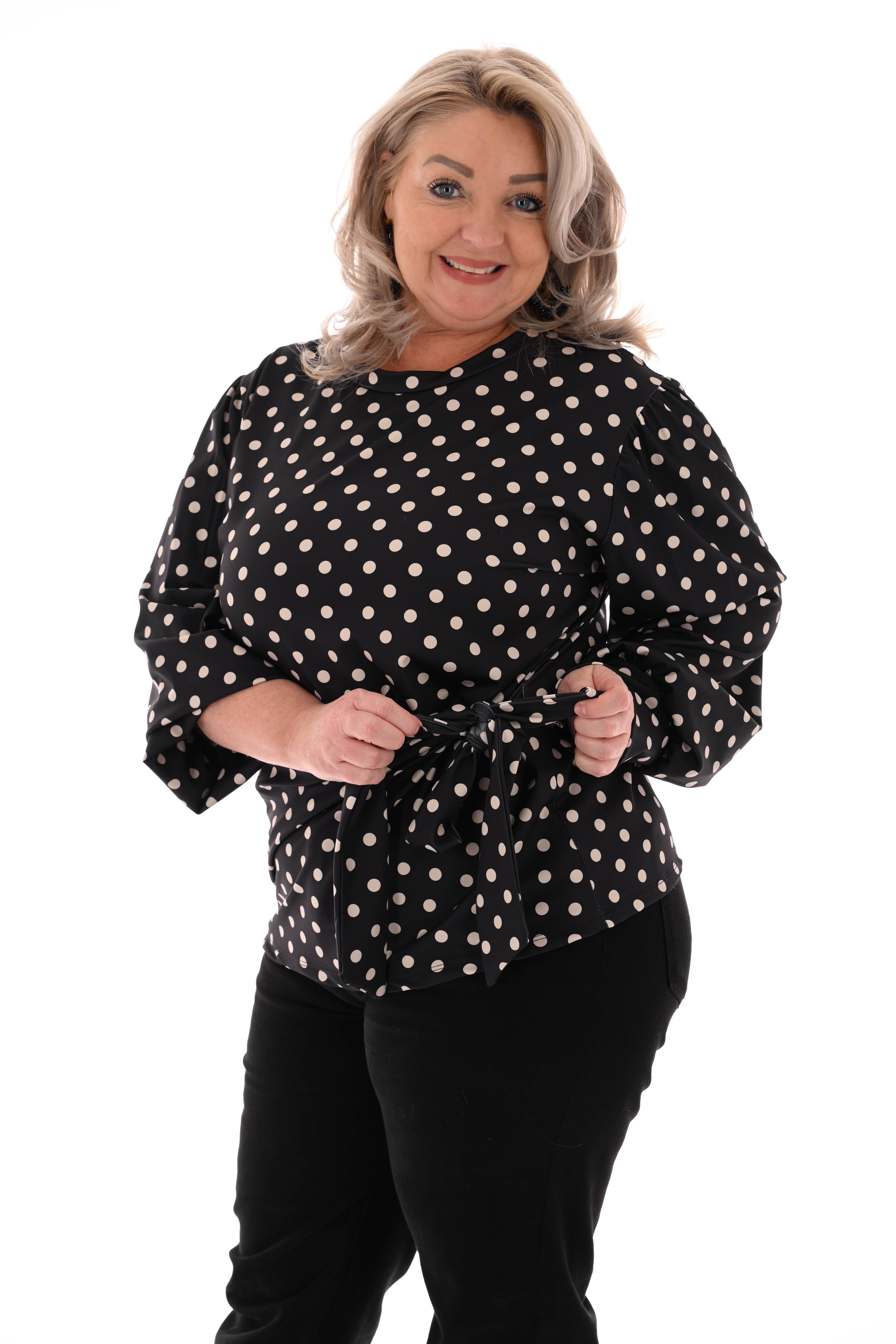 Travel top dots zijstrik zwart