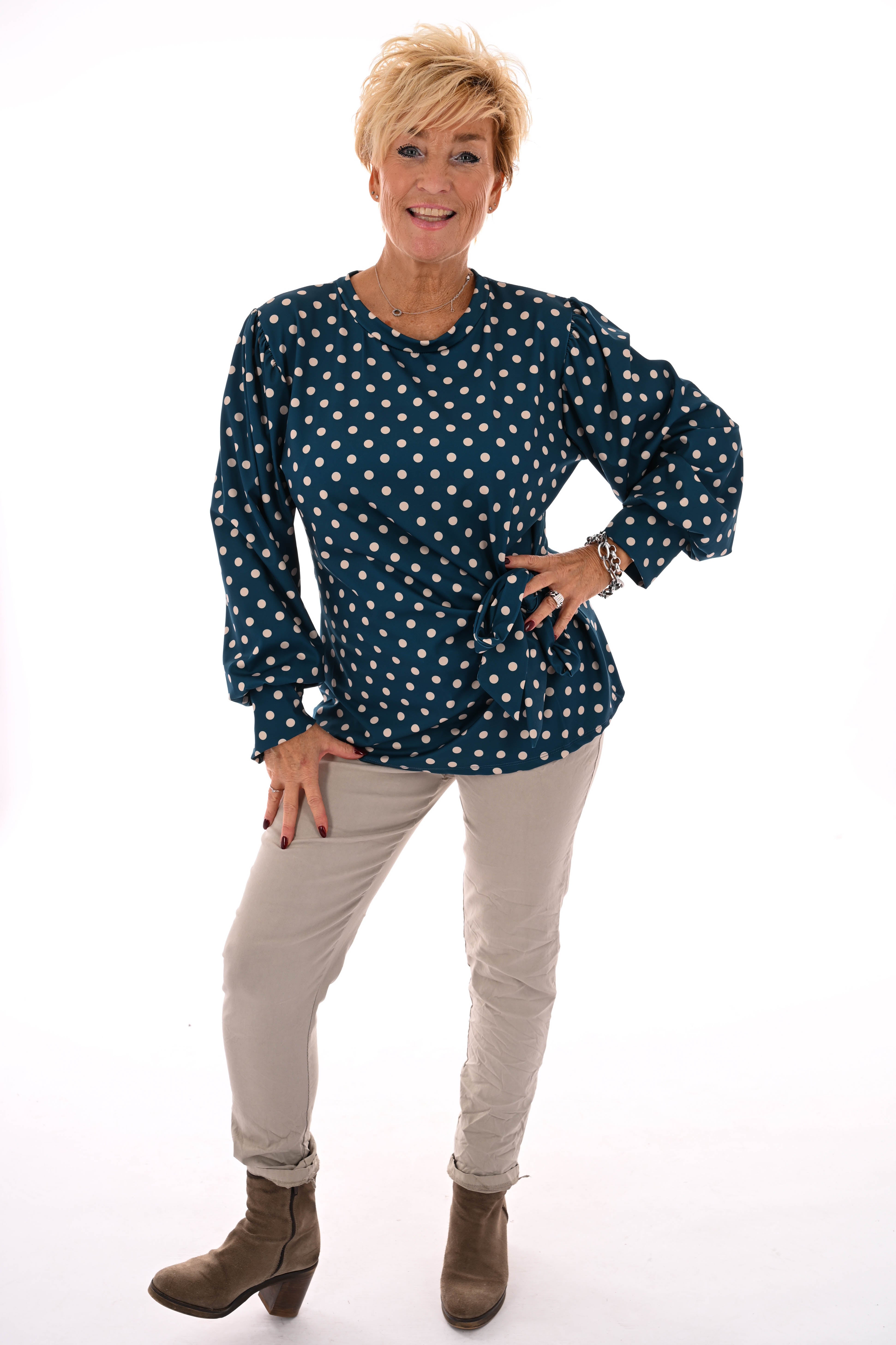 Travel top dots zijstrik petrol