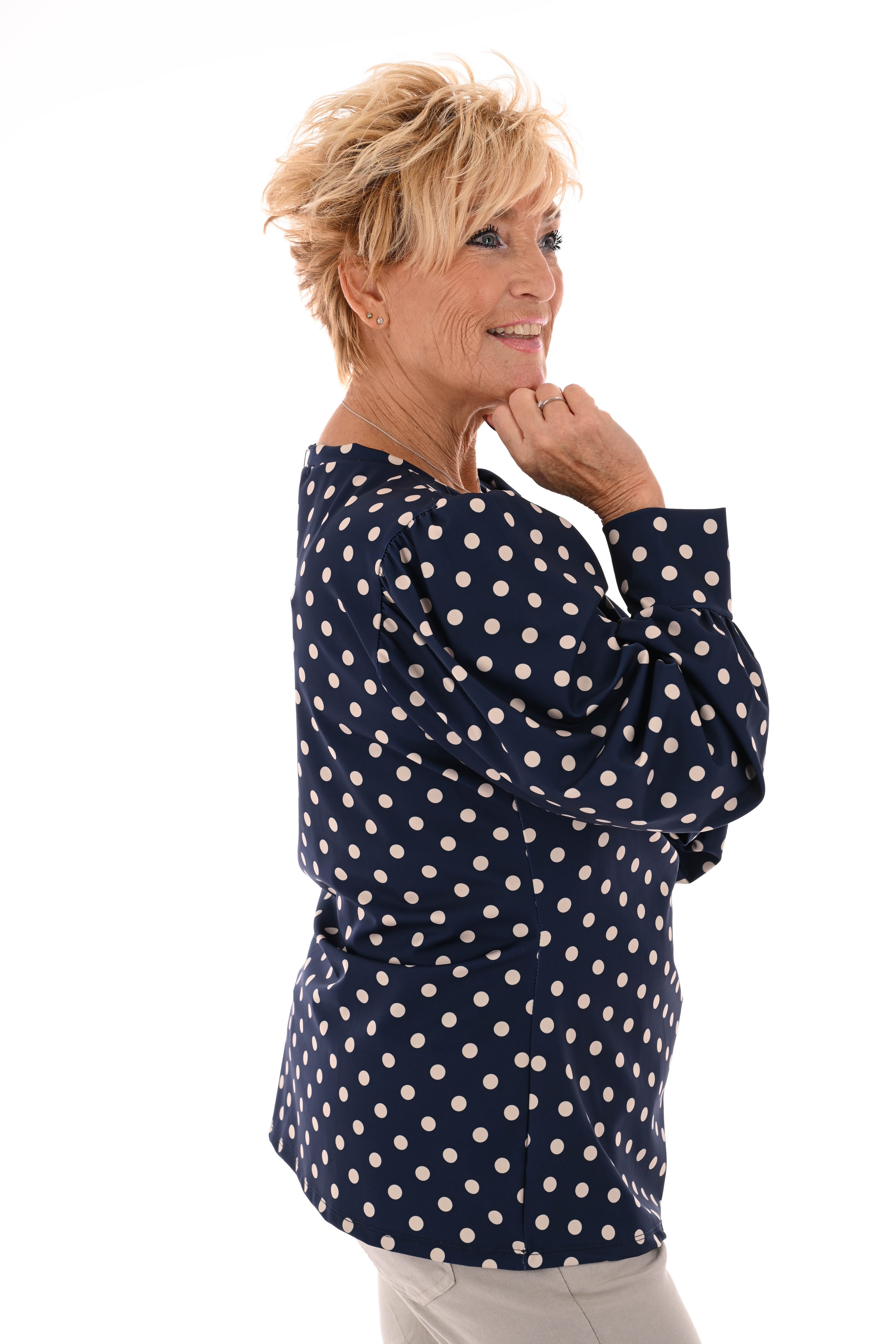 Travel top dots zijstrik marineblauw