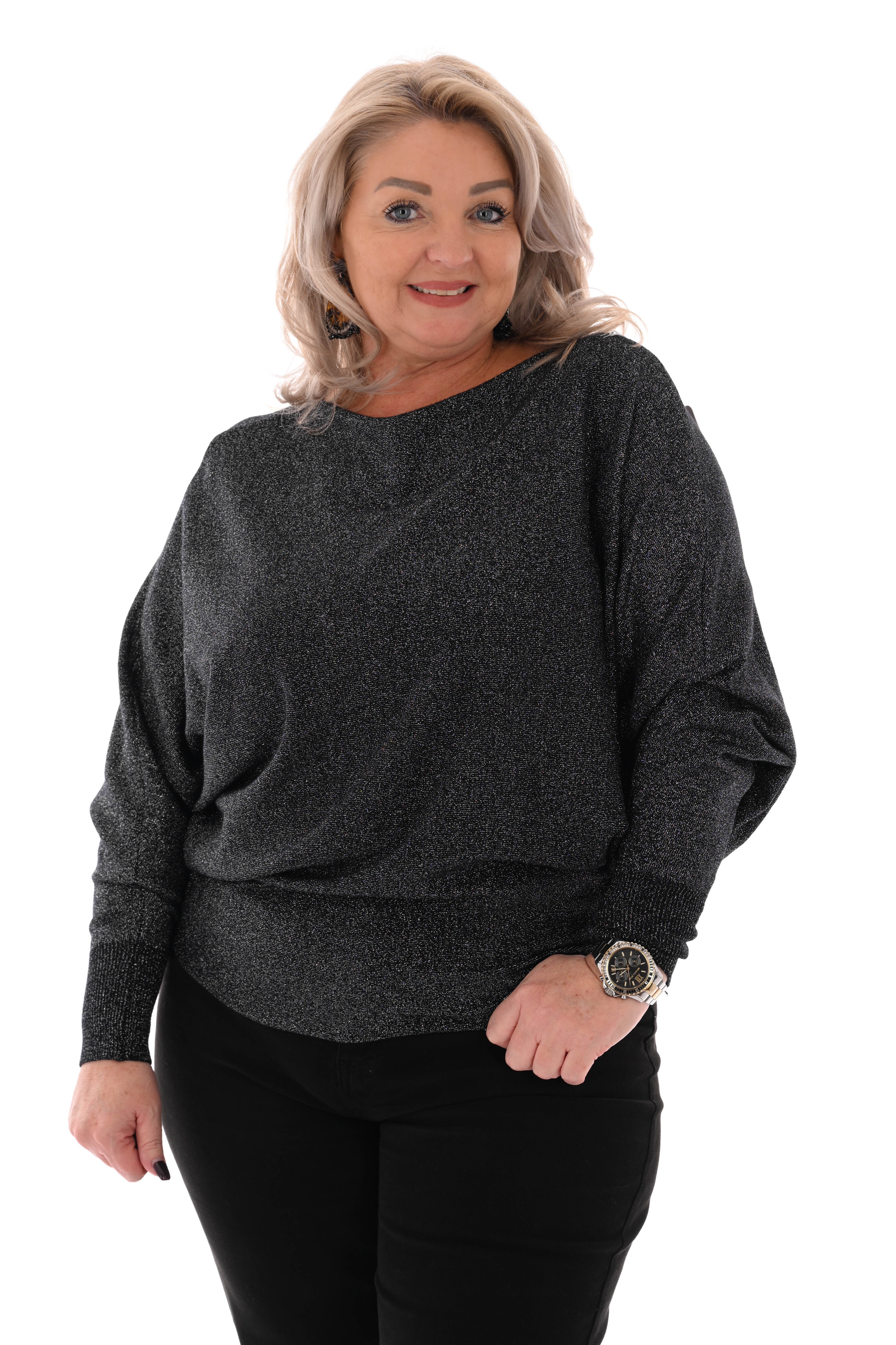 Vleermuis trui glitter zwart