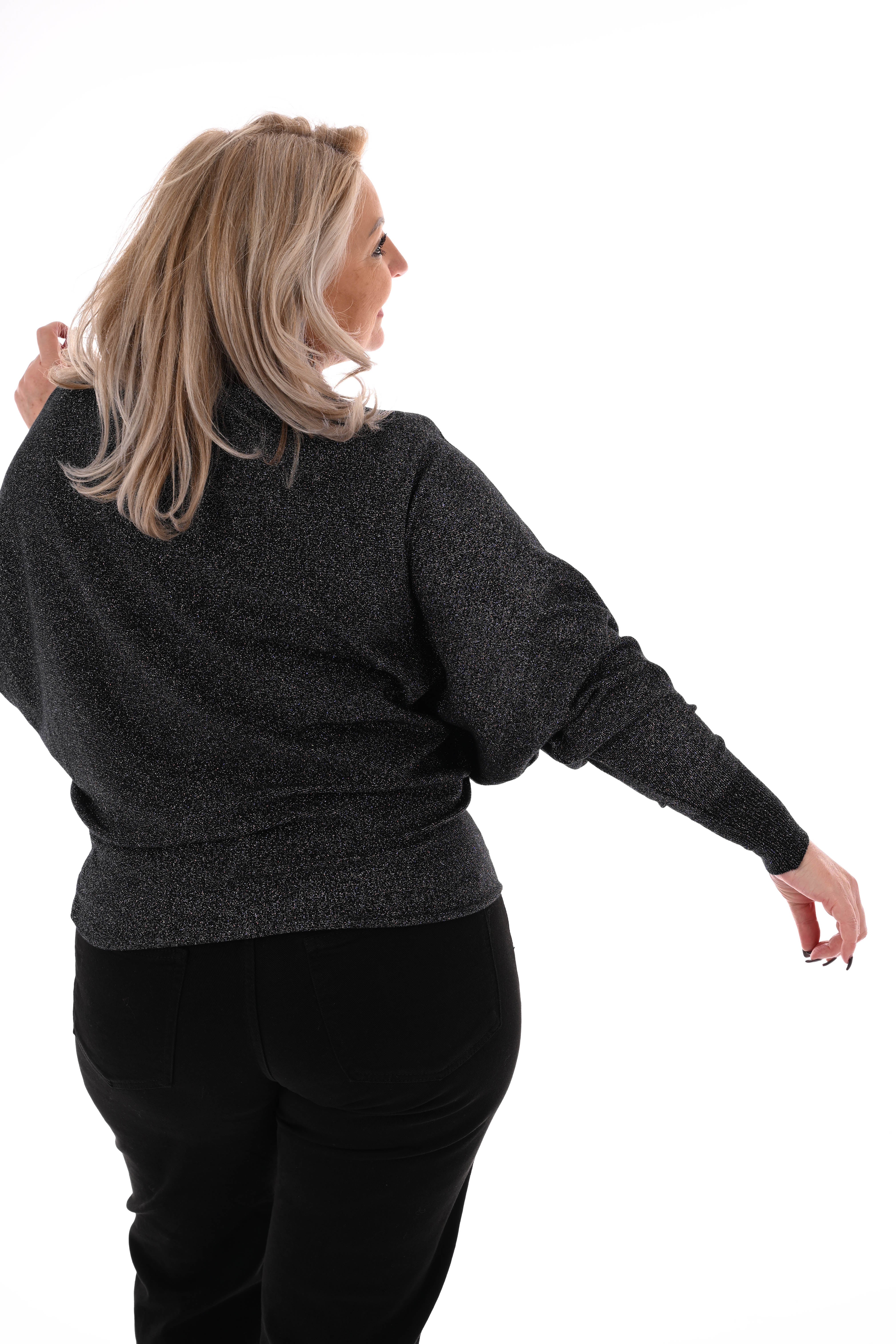 Vleermuis trui glitter zwart