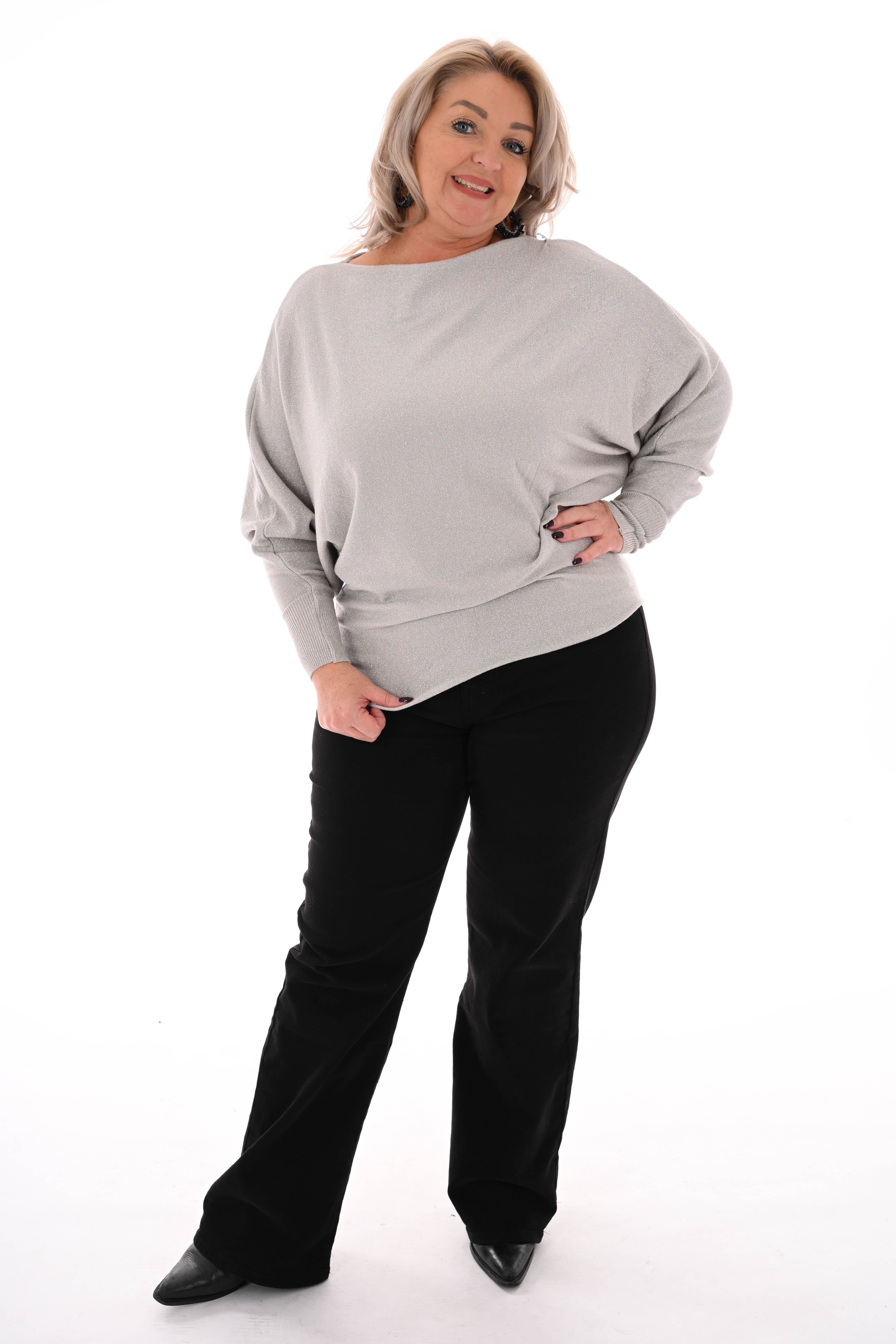 Vleermuis trui glitter beige