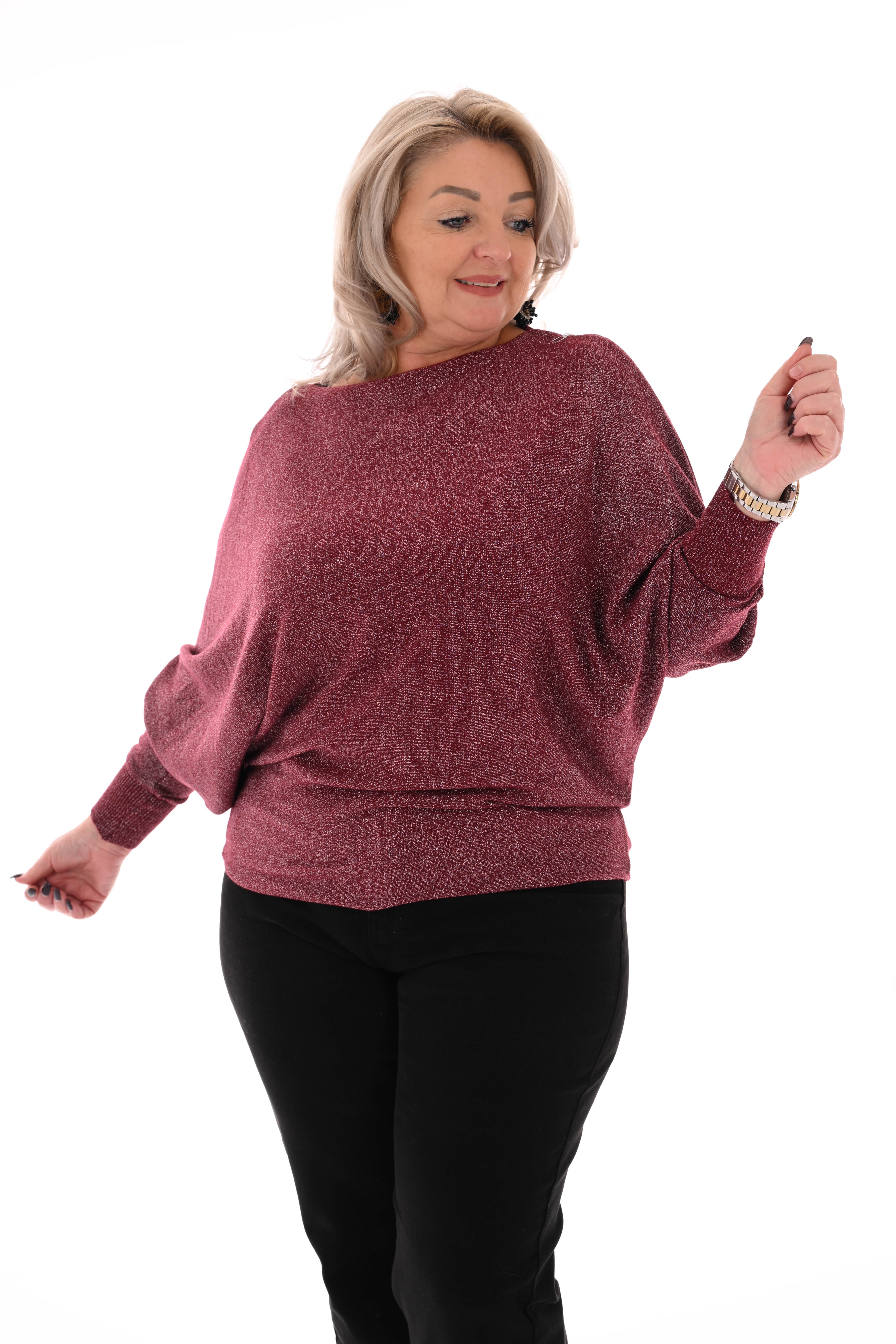 Vleermuis trui glitter bordeaux